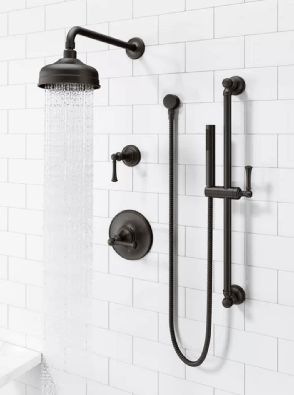 Mezcladora de bañera y regadera de una sola manija y función única en bronce toscano Tisbury Pfister de 6.1875 pulgadas
