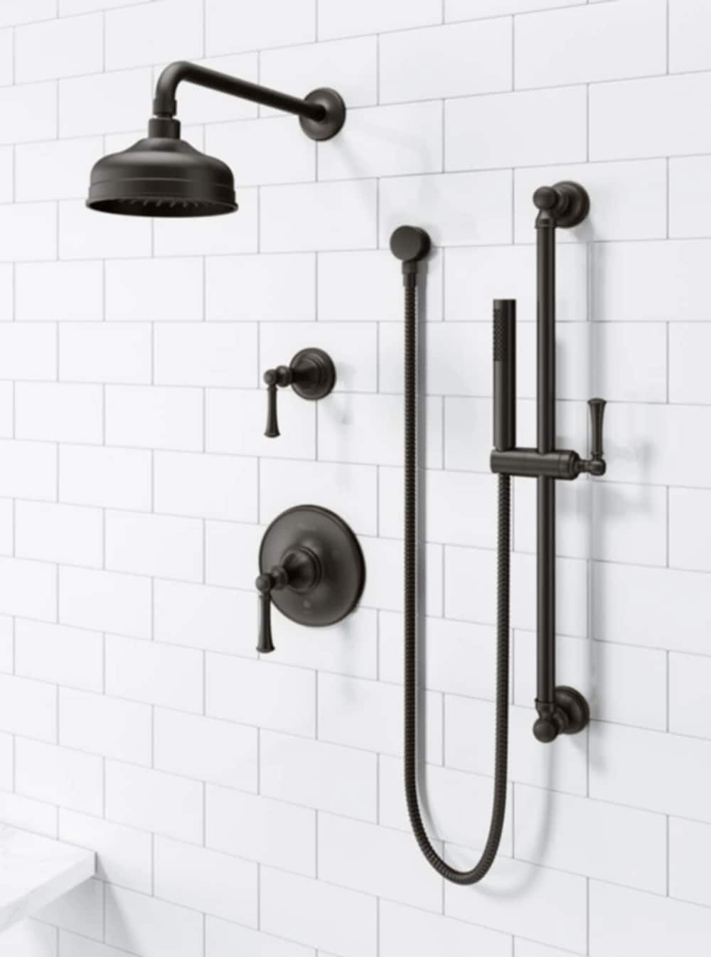 Mezcladora de bañera y regadera de una sola manija y función única en bronce toscano Tisbury Pfister de 6.1875 pulgadas