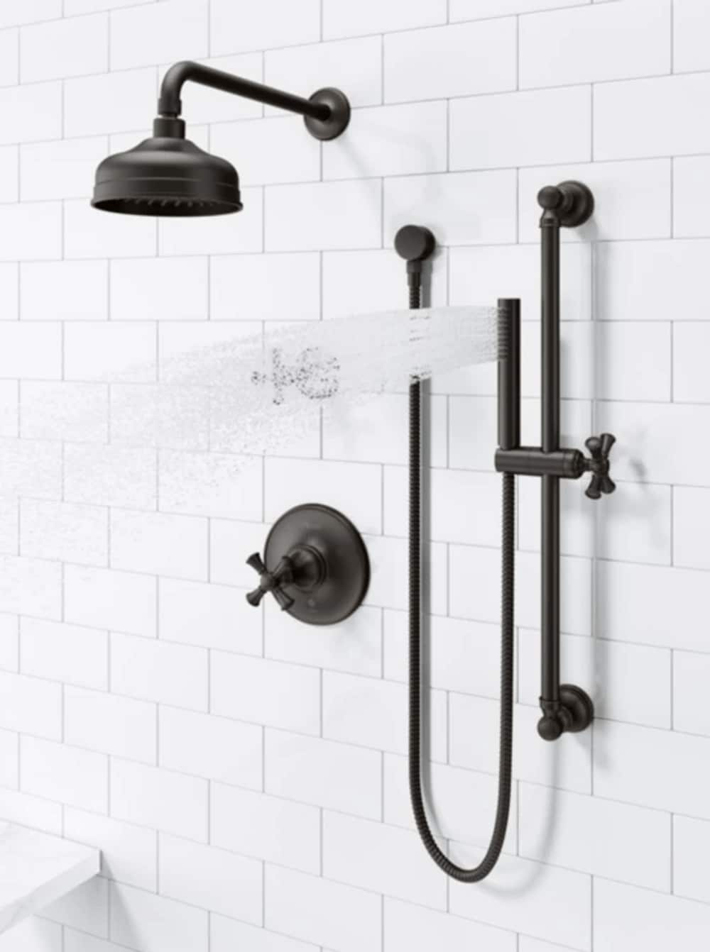 Mezcladora de bañera y regadera de una sola manija y función única en bronce toscano Tisbury Pfister de 6.1875 pulgadas