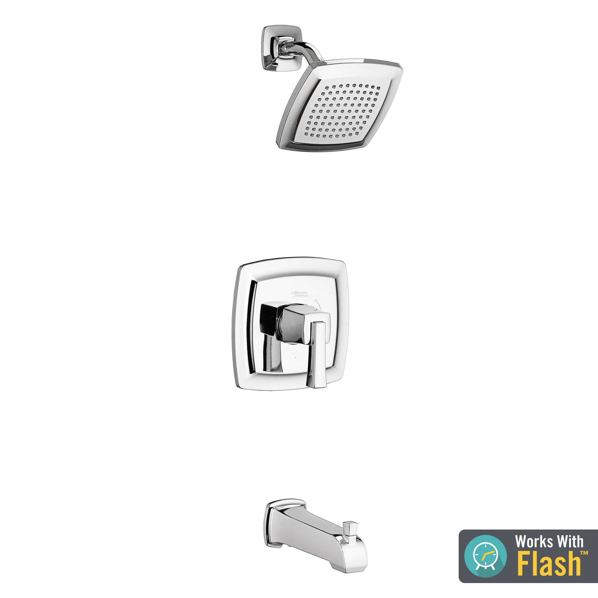 American Standard Townsend Cromo Pulido 1 manija de Función Individual 6.125 pulgadas cuadradas Bañera y regadera Grifo TU353502.002
