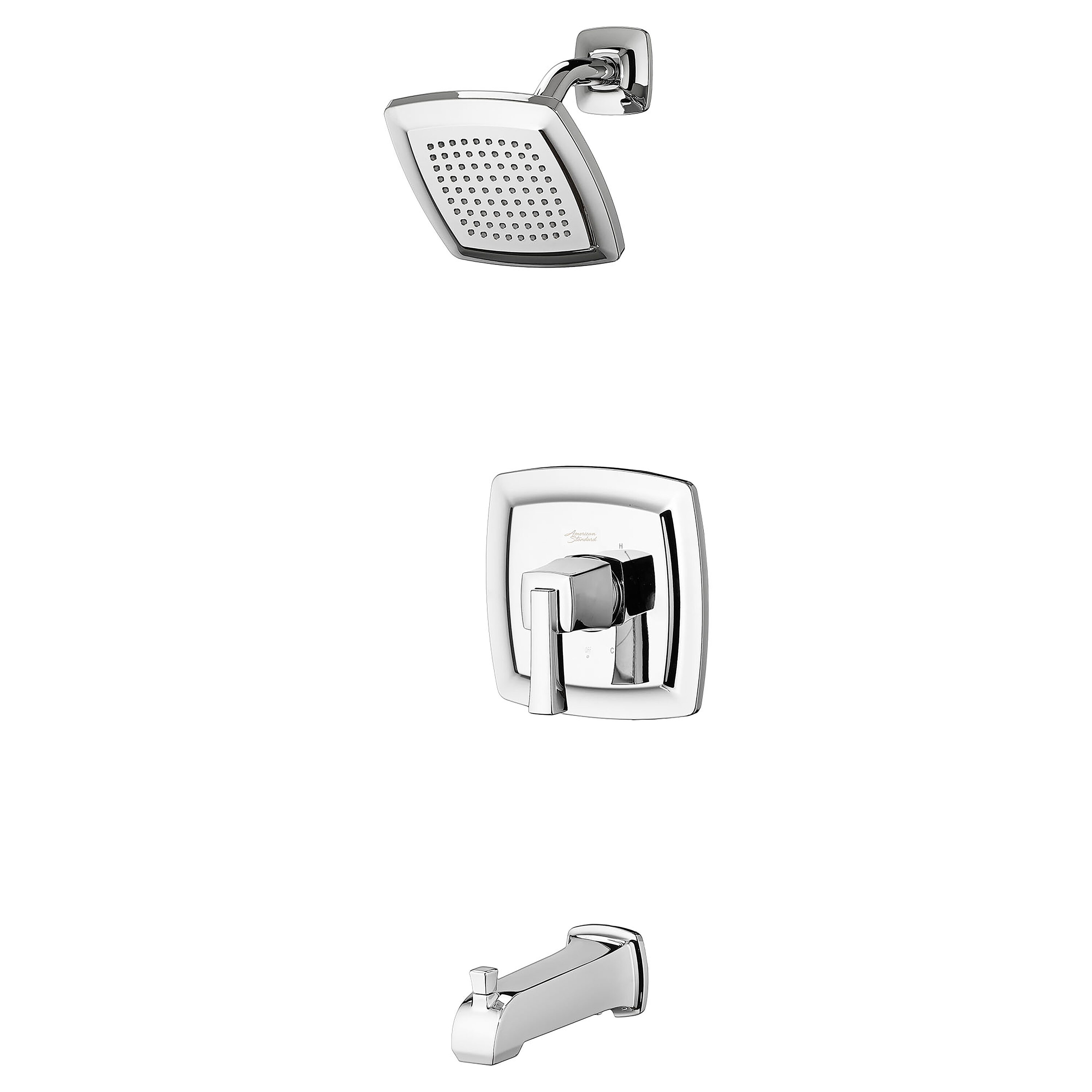 American Standard Townsend Cromo Pulido 1 manija de Función Individual 6.125 pulgadas cuadradas Bañera y regadera Grifo TU353502.002