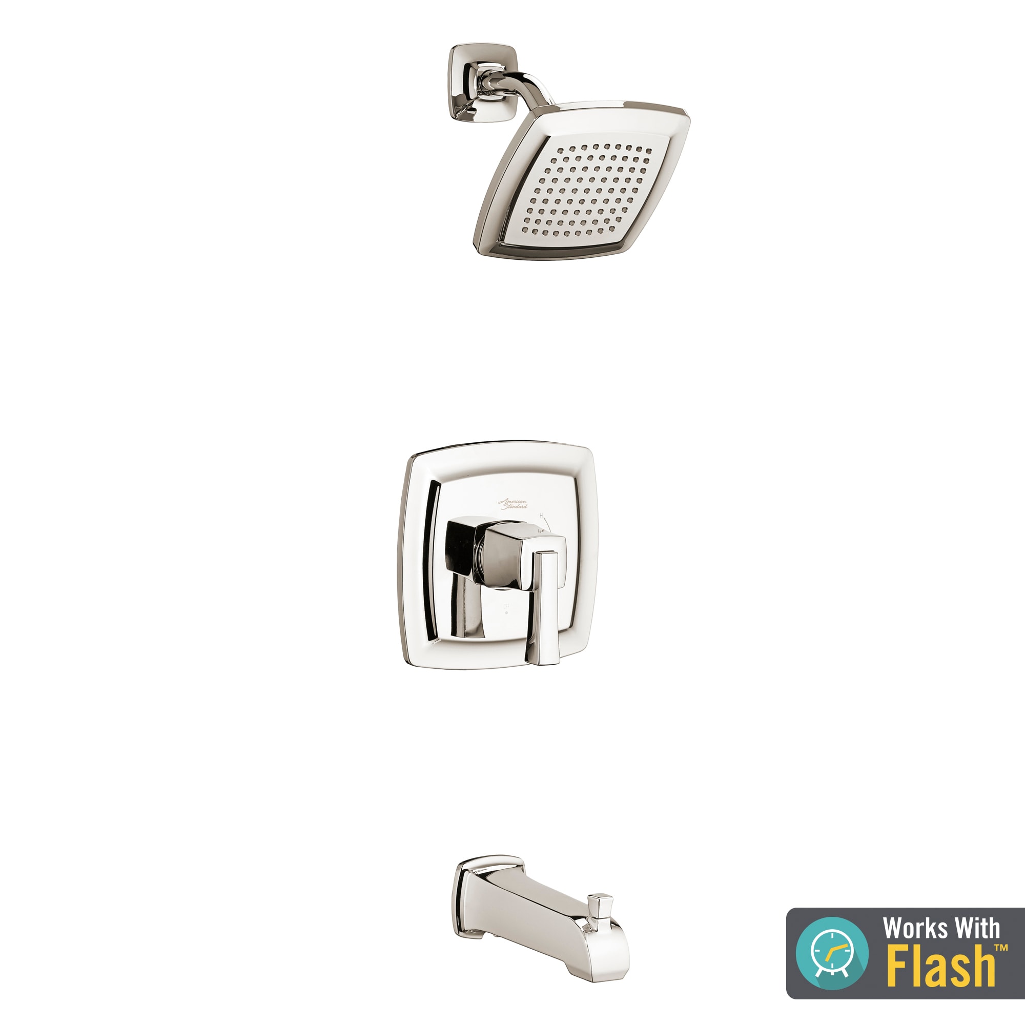 American Standard Grifo para bañera y ducha de 1 manija y función única en Níquel Pulido Townsend 6.125 pulgadas