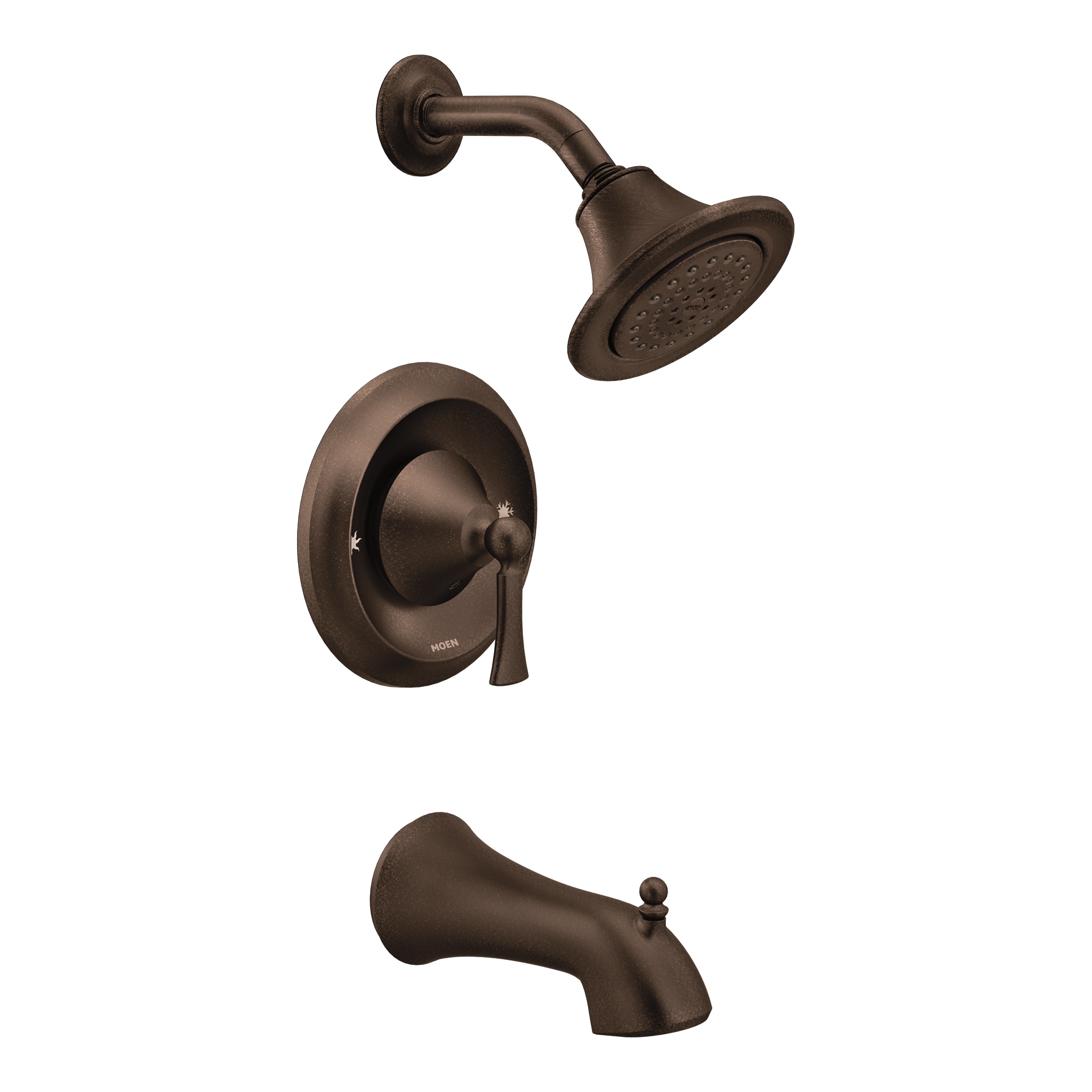Llave de regadera redonda de 5.875 pulgadas con acabado de bronce frotado con aceite, de un solo mango y función única Moen Wynford T4503EPORB