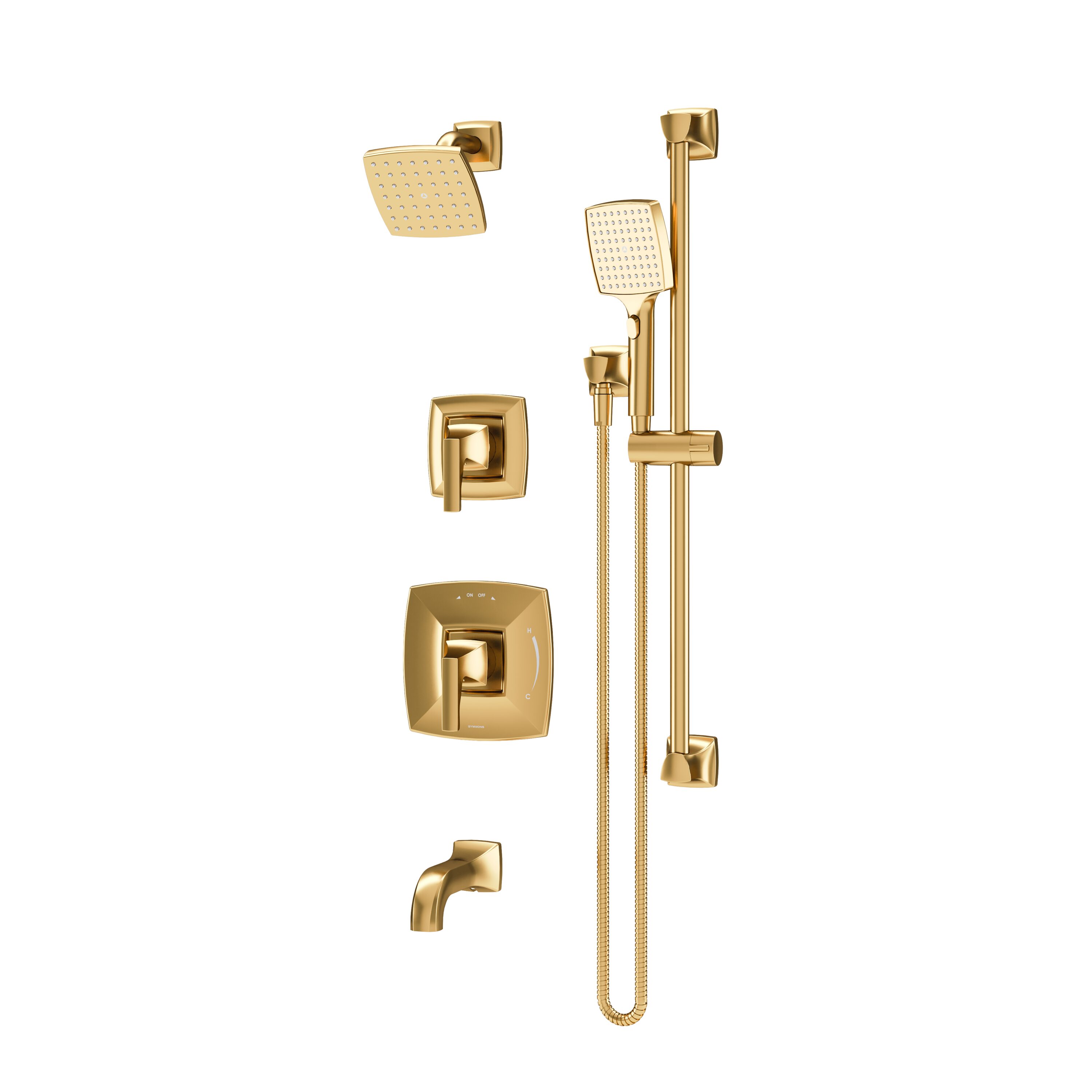 Mezcladora de bañera y regadera cuadrada de 5 pulgadas, de bronce cepillado, con dos manijas - Symmons Oak 5696BBZ15TRM