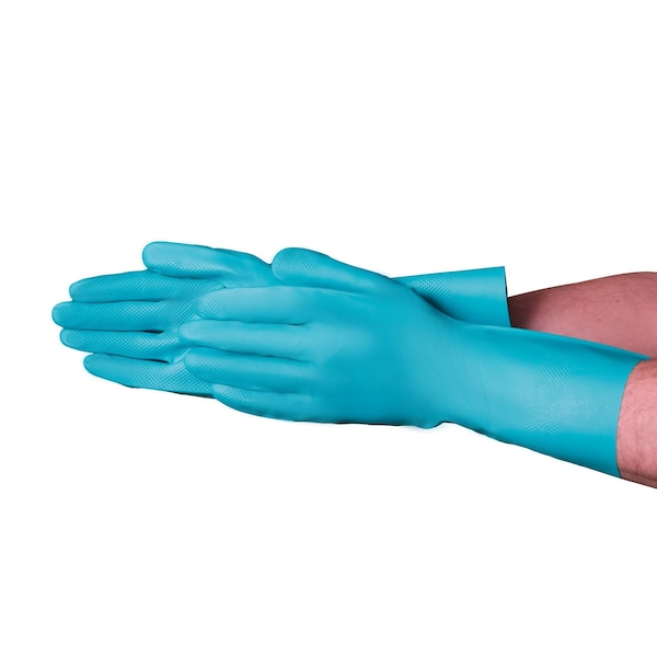 Guantes resistentes a químicos Vguard Nitrile Green, con forro de felpa, puño recto de 13", paquete de 288 - C14B28
