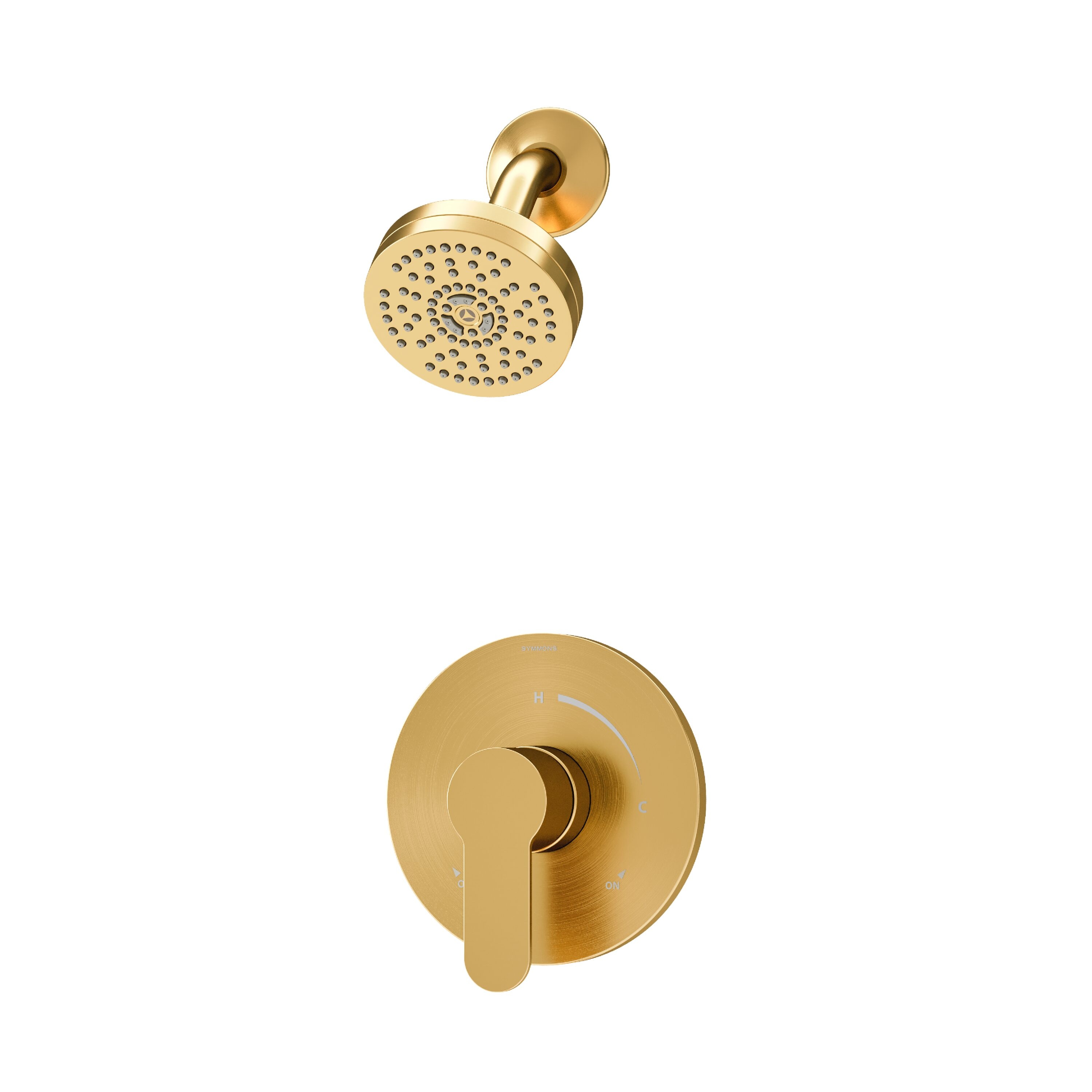 Grifo de ducha redondo de 3.94 pulgadas de función única con un mango en bronce cepillado de la línea Symmons Identity.