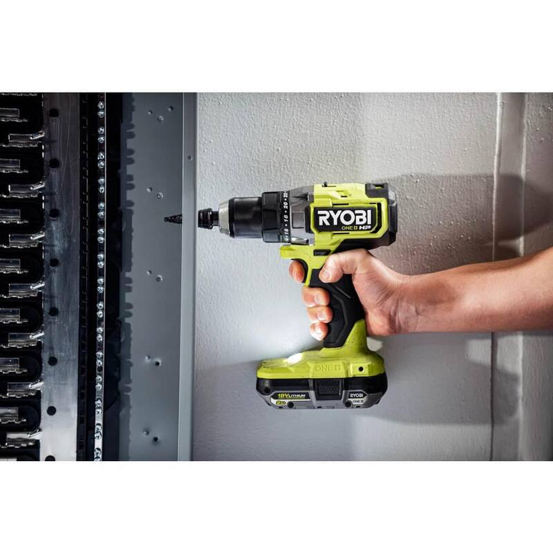 Kit de taladro/atornillador inalámbrico RYOBI ONE+ HP 18V Brushless de 1/2 pulgada con (1) batería de alto rendimiento de 2.0 Ah y cargador - PBLDD01K1