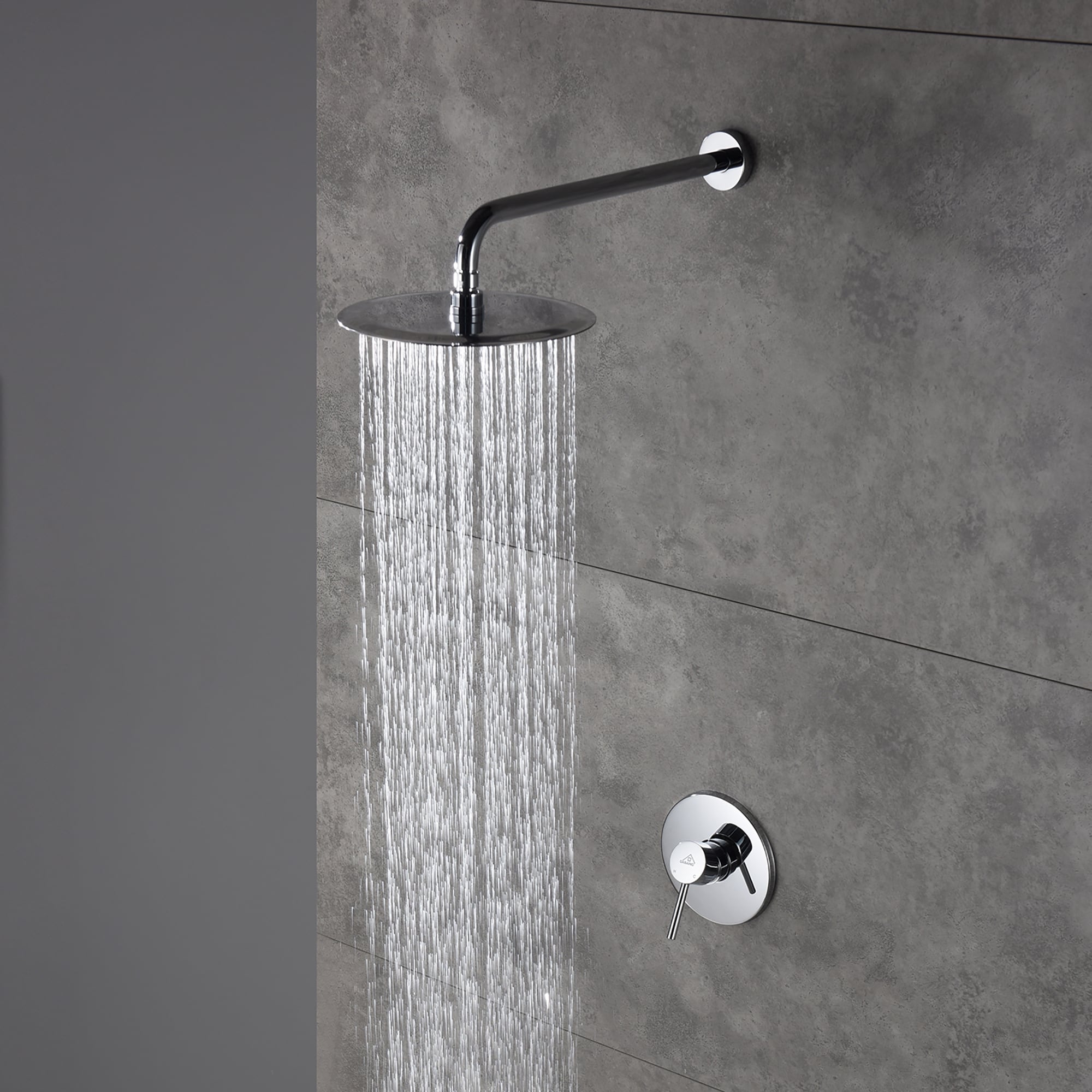 Regadera de Pared Redonda de una Función con Montaje en Pared en Cromo de CASAINC - Manija Única - Función Única - 10 Pulgadas - Válvula incluida M6609-A-10-CP