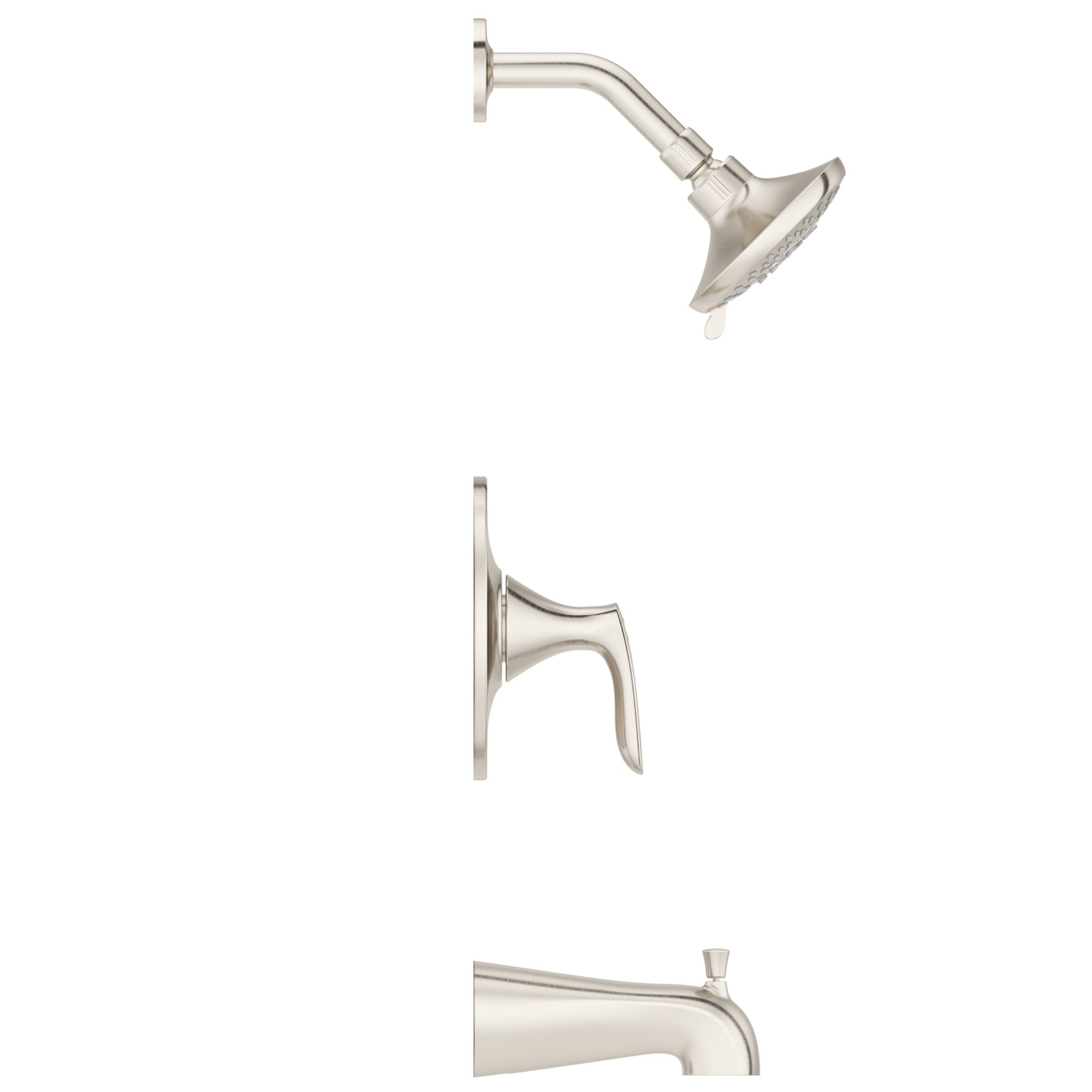 Grifo de ducha redondo de una sola función, manija única y acabado en níquel cepillado Pfister Weller LG89-8WRK de 3.219 pulgadas
