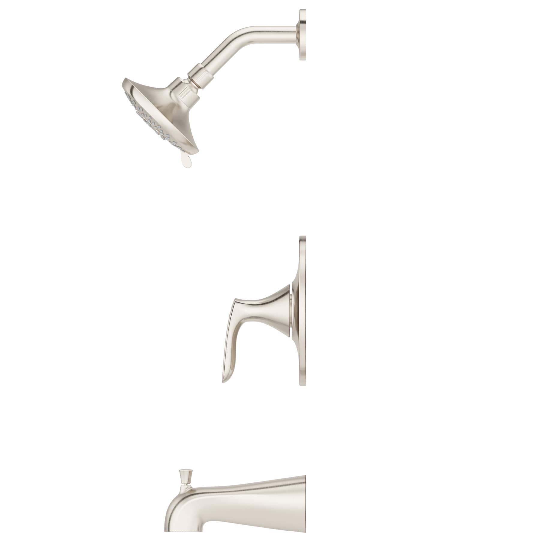 Grifo de ducha redondo de una sola función, manija única y acabado en níquel cepillado Pfister Weller LG89-8WRK de 3.219 pulgadas