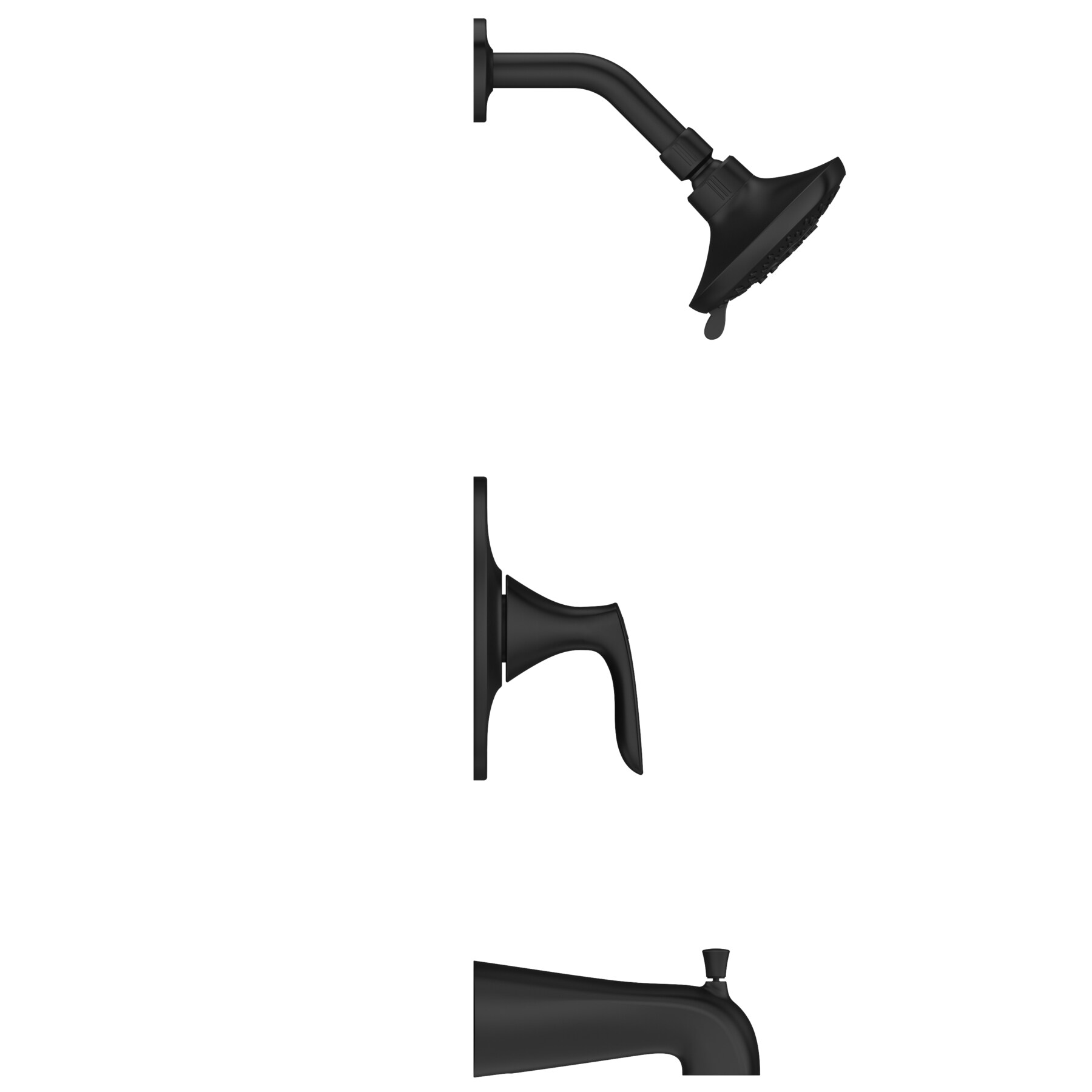 Faucet para bañera y ducha redonda de 4.7813 pulgadas con acabado mate negro de un solo mango y funciones múltiples Pfister Weller LG89-8WRB.