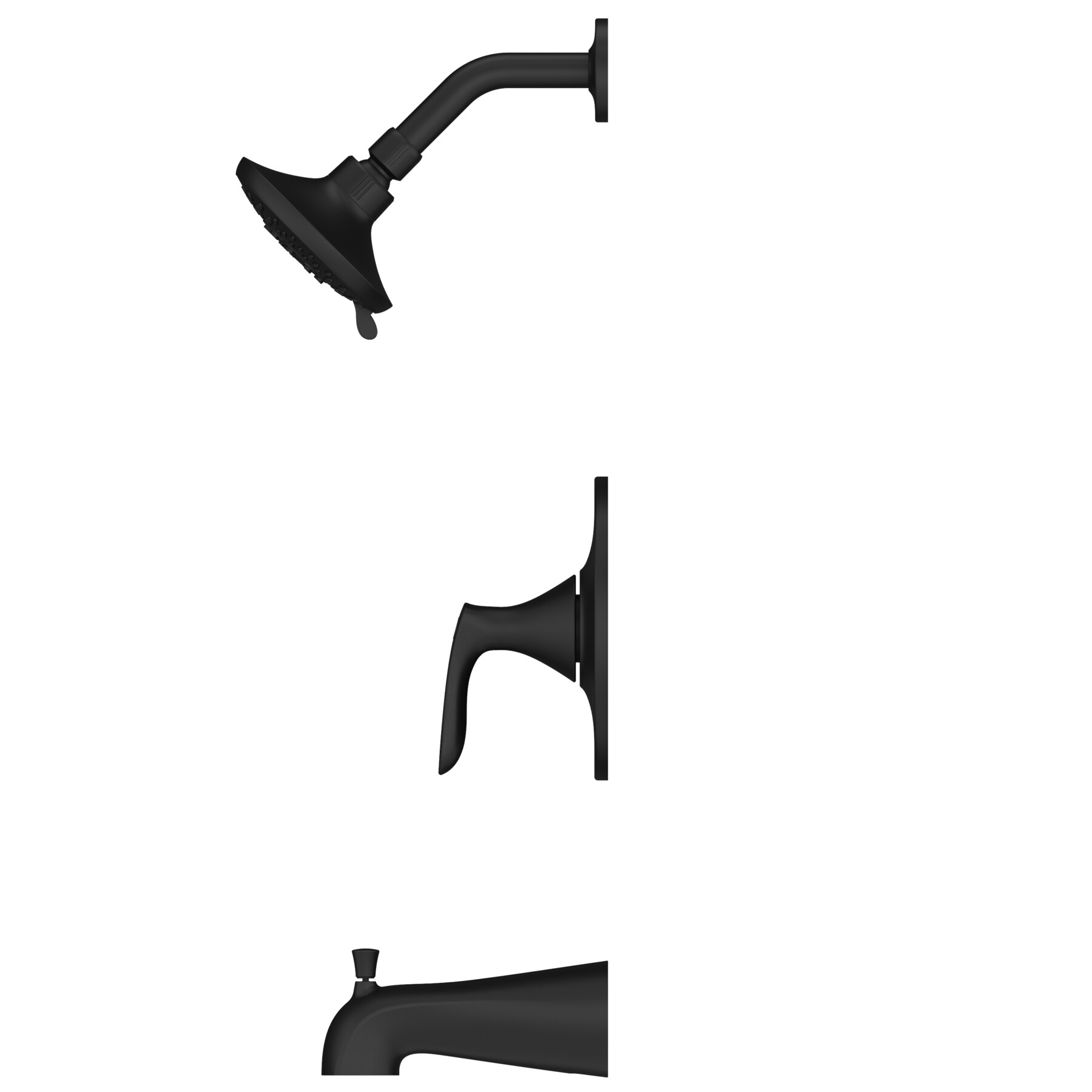 Faucet para bañera y ducha redonda de 4.7813 pulgadas con acabado mate negro de un solo mango y funciones múltiples Pfister Weller LG89-8WRB.
