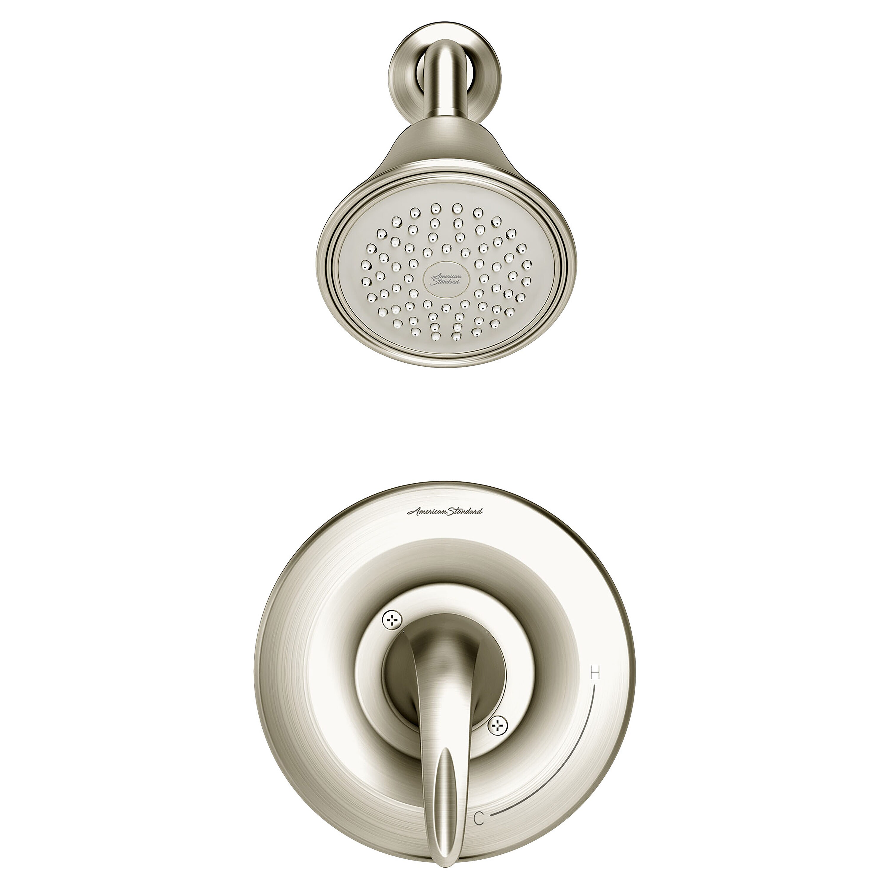 Grifo de ducha redondo de una sola función con un mango en níquel cepillado American Standard Reliant 3 TU385501.295
