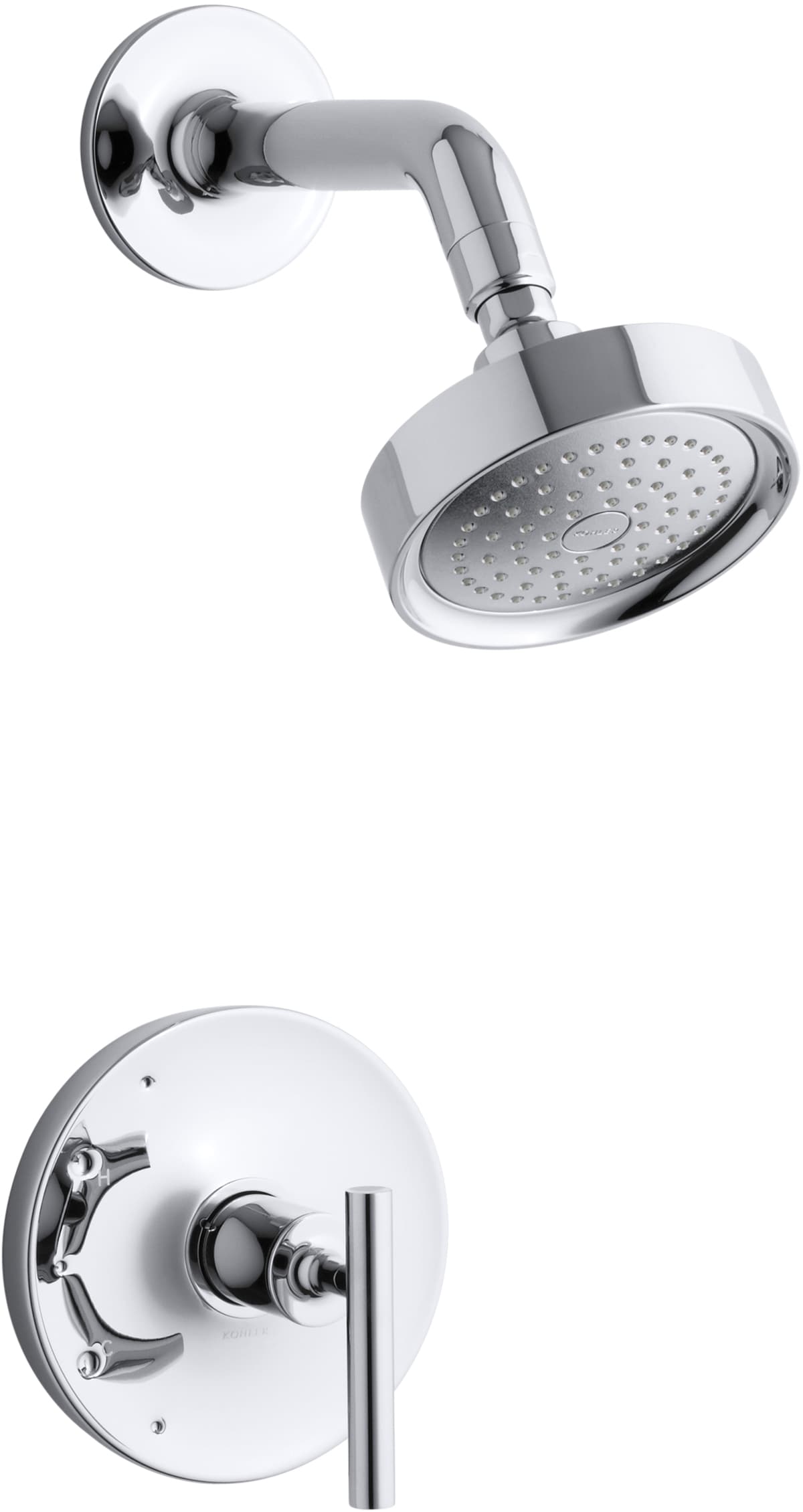 Grifo de ducha redonda de 5.50 pulgadas con 1 manija en cromo pulido de la colección Purist de KOHLER.