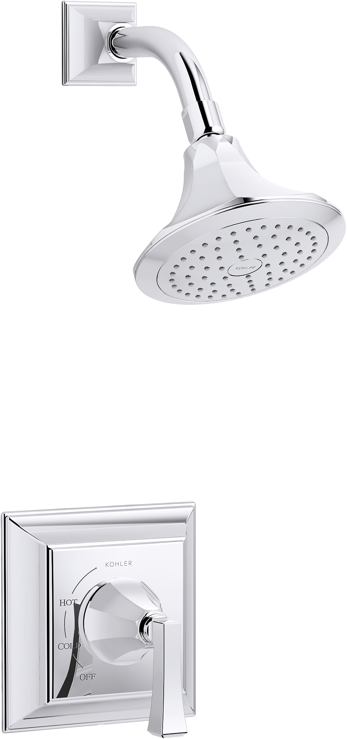 Grifo de ducha redondo de una sola función de 6.0 pulgadas en cromo pulido de las Memorias de KOHLER TS462-4V-CP