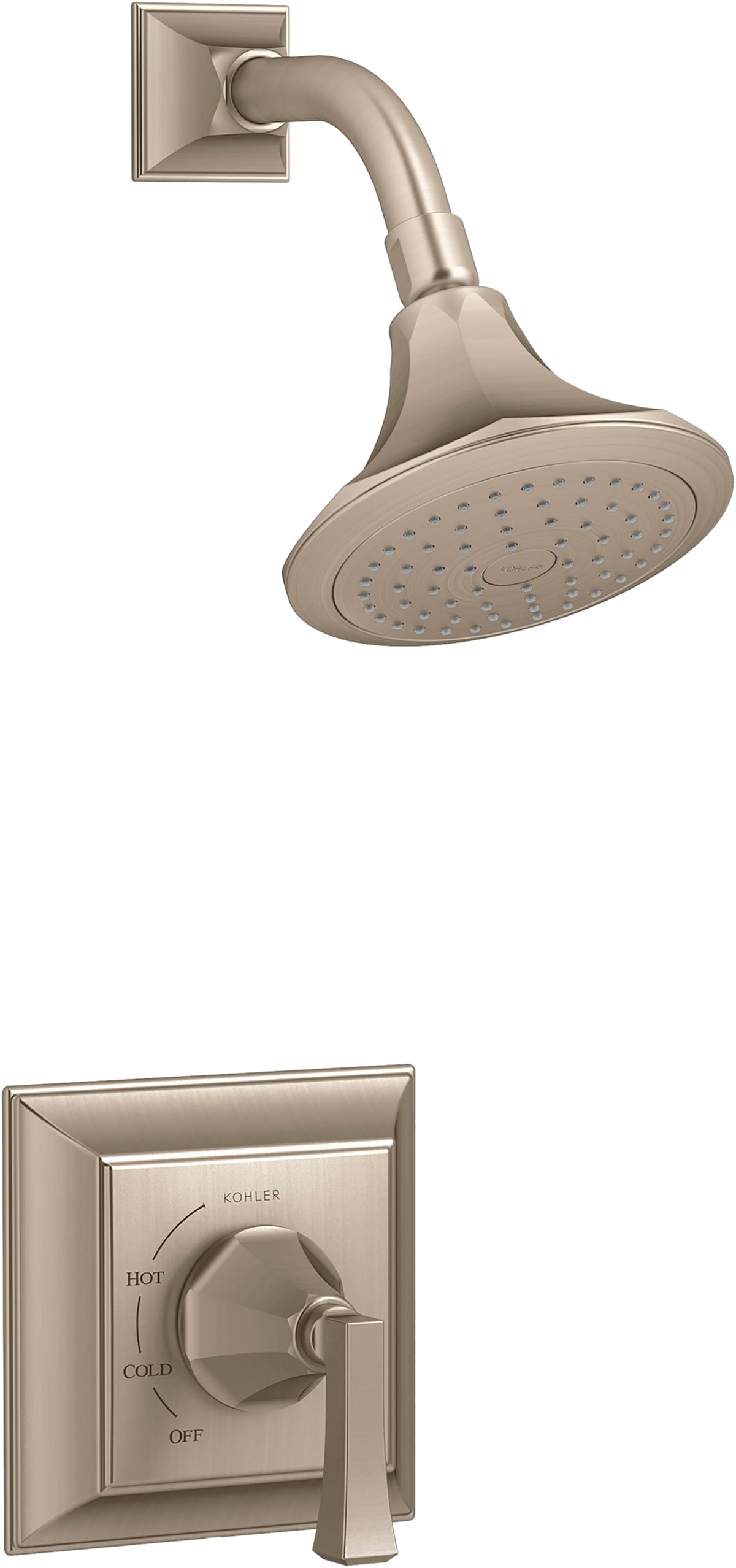 Grifería de ducha redonda de 6.0 pulgadas de un solo mango en bronce cepillado vibrante de la colección Memoirs de KOHLER (TS462-4V-BV)