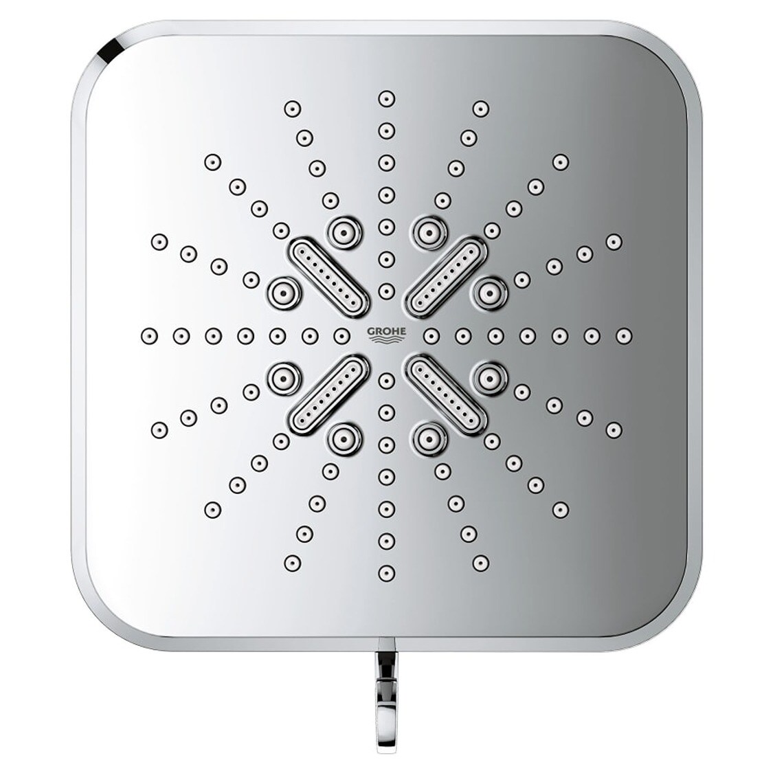 Regadera cuadrada de 6.5 pulgadas con función múltiple, acabado cepillado Cool Sunrise de GROHE. Se vende por separado.
