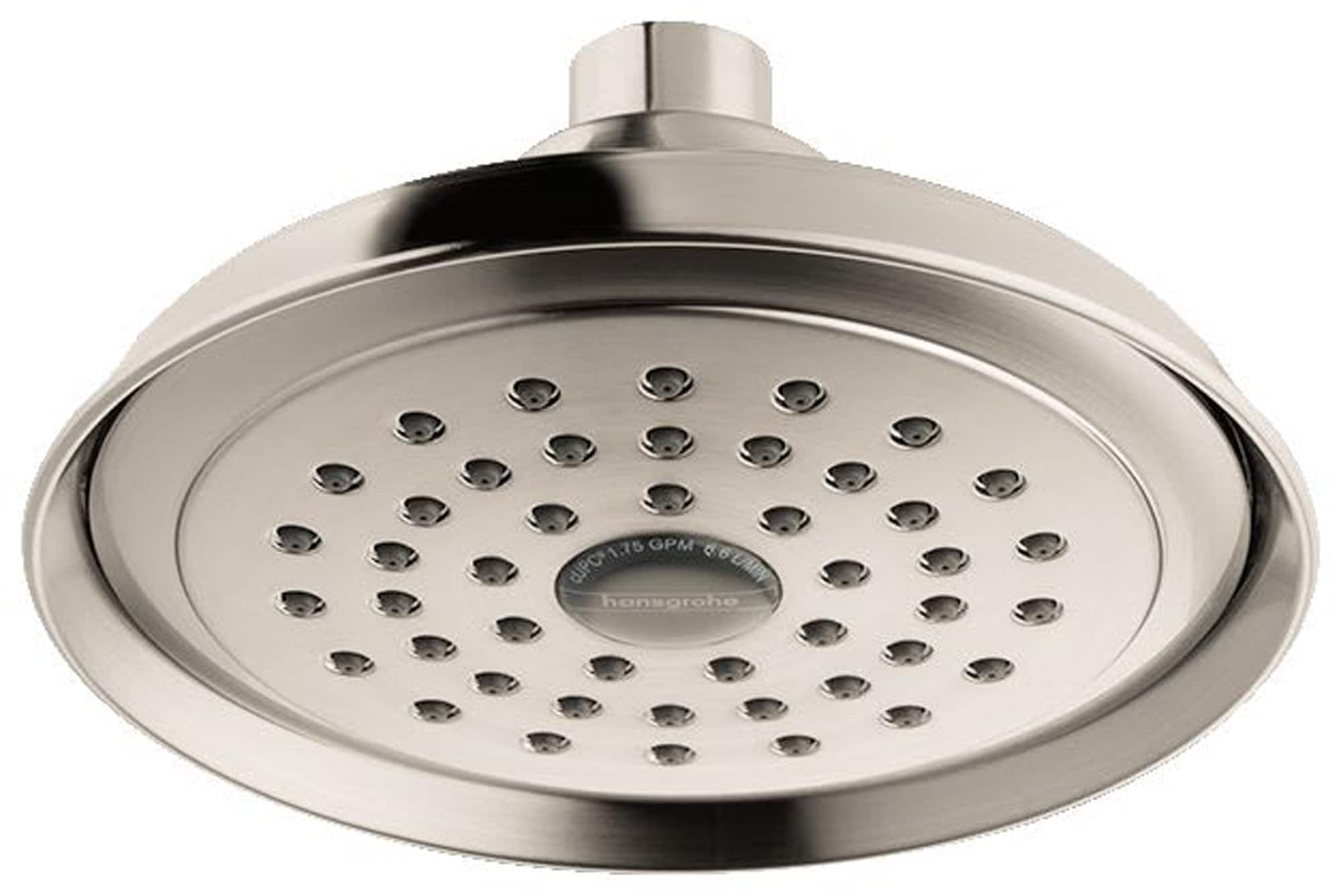 Grifo de ducha redondo de una manija y función única de 8.1 pulgadas en níquel cepillado Hansgrohe Joleena