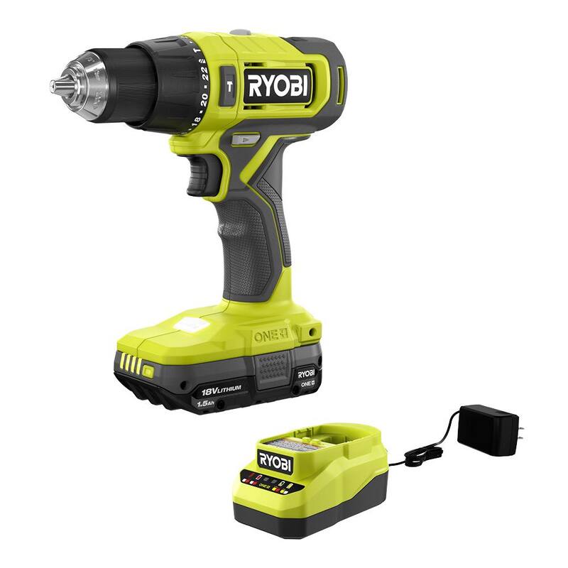 RYOBI ONE+ 18V Taladro percutor inalámbrico de 1/2 pulg. con kit de batería de 1.5 Ah y cargador - PCL220K1