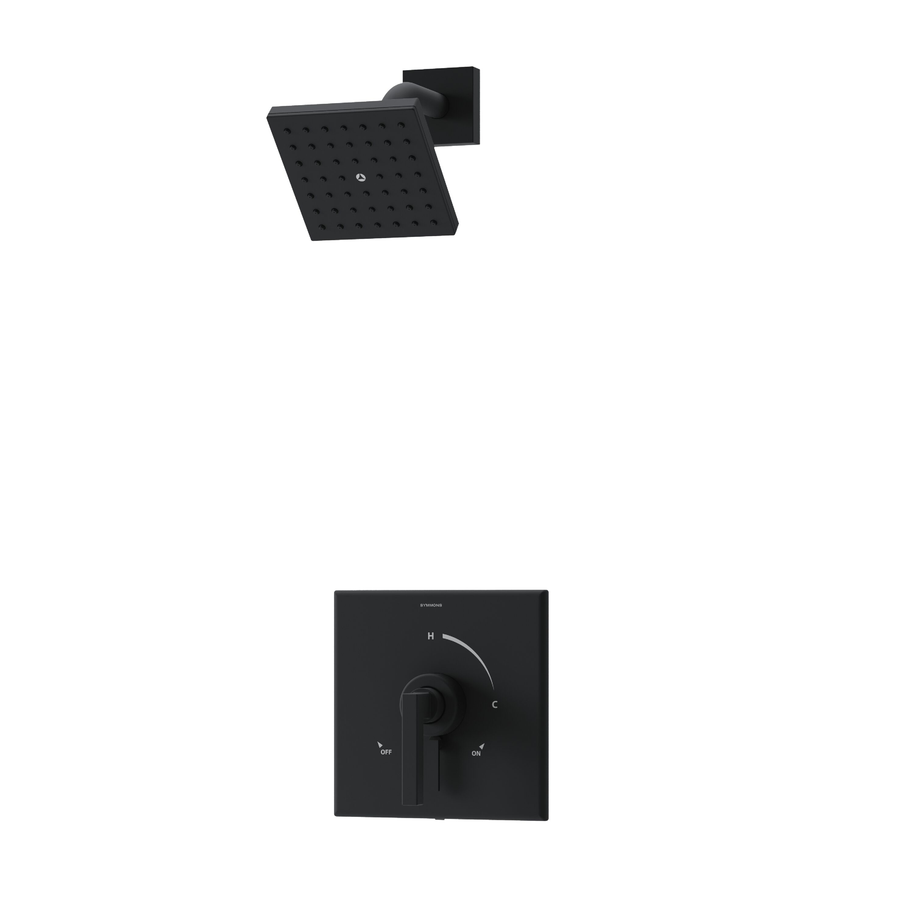 Monomando para regadera Symmons Duro Negro Mate de 1 manija y 1 función de 4.92 pulgadas