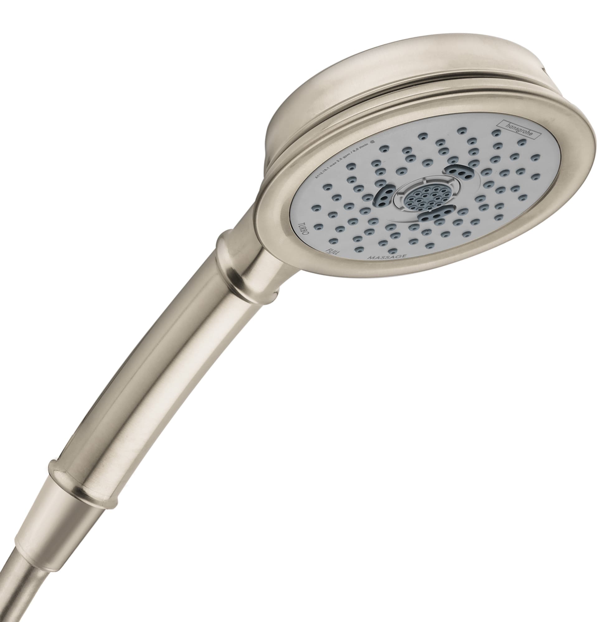 Grifo de la ducha redondo de 8.1 pulgadas con una sola función y manija única en níquel cepillado de la colección Clásica Croma 100 de Hansgrohe