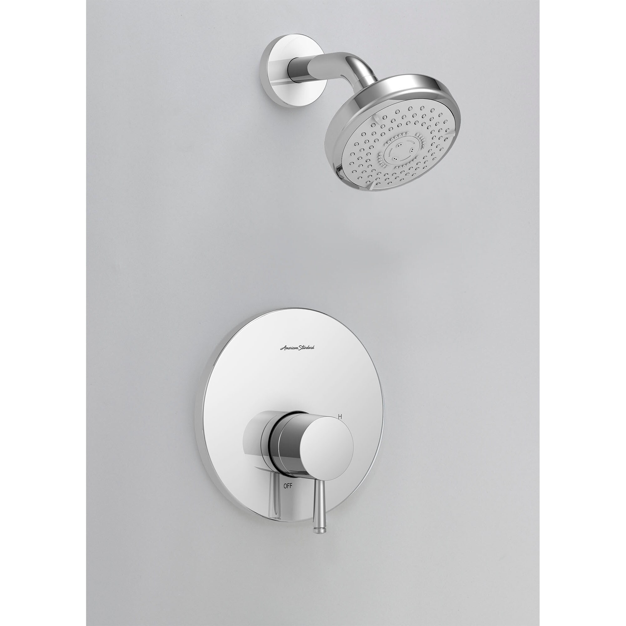 Grifo de ducha redondo de 2.375 pulgadas con 1 mango y múltiples funciones en cromo pulido American Standard Serin.