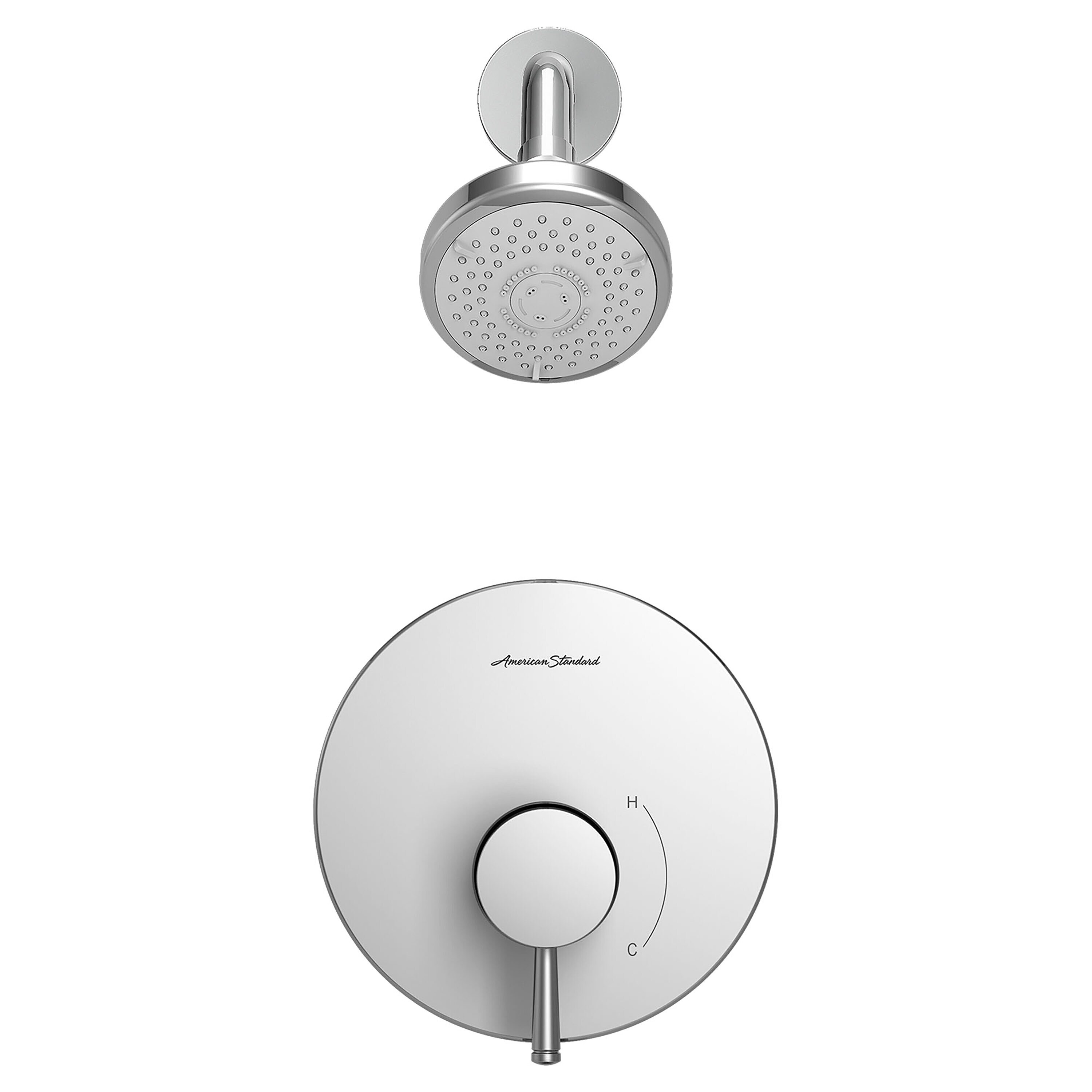 Grifo de ducha redondo de 2.375 pulgadas con 1 mango y múltiples funciones en cromo pulido American Standard Serin.