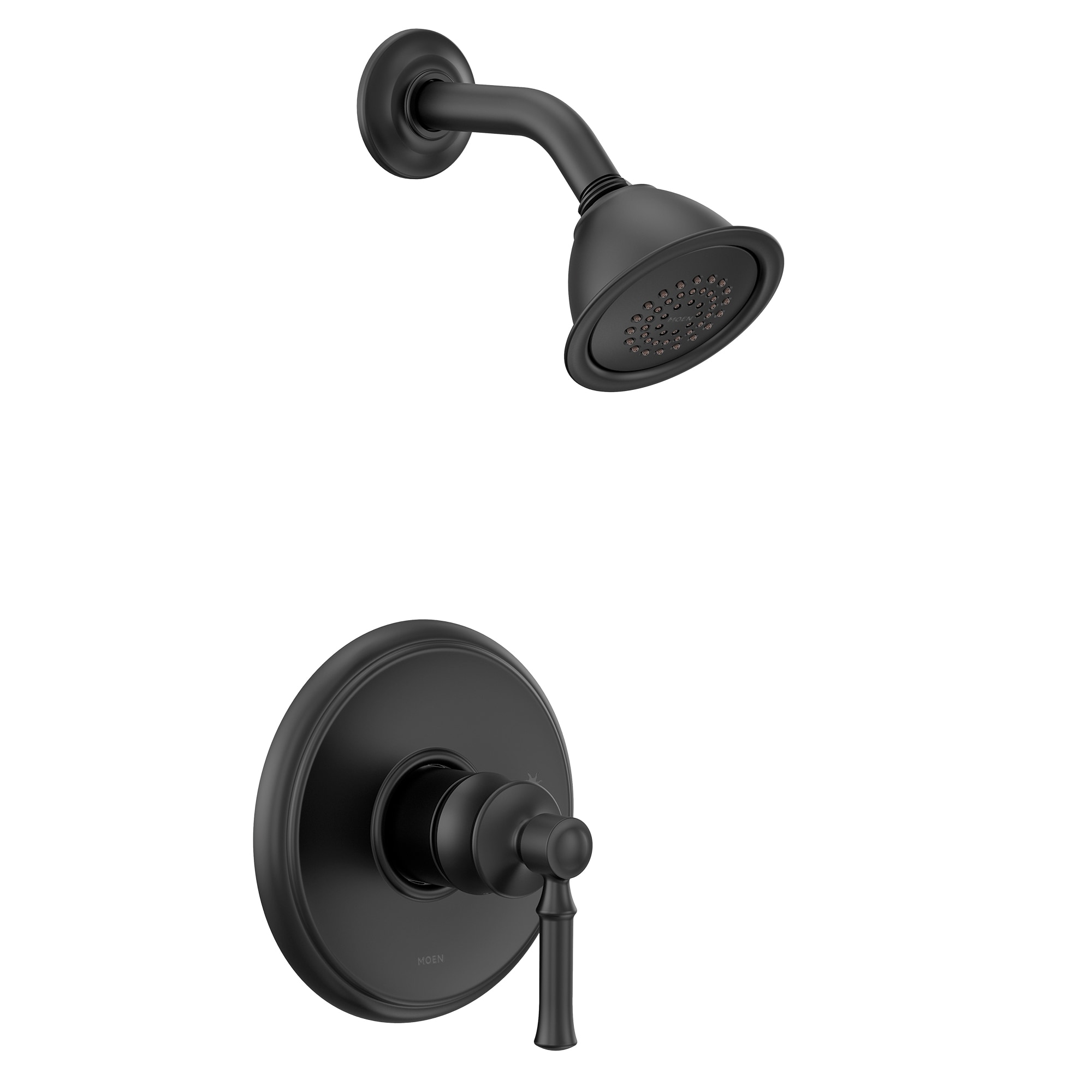 Grifo de ducha de 1 mango y función única de 4 pulgadas en negro mate Dartmoor de Moen