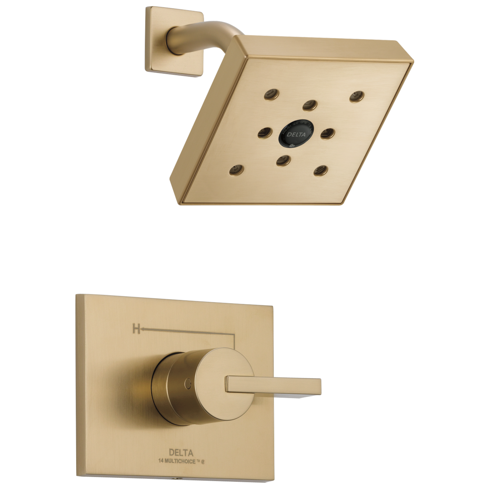 Mezcladora de ducha de una sola función con 1 manija, acabado Champagne Bronze de 6.0 pulgadas cuadradas - Delta Vero T14253-CZH2O