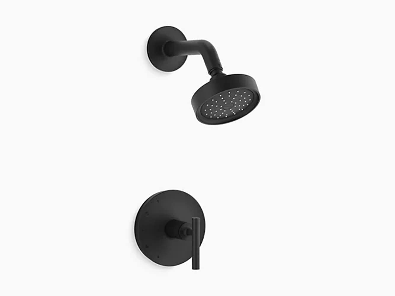 Grifo de ducha redondo de 1 manija y función única en negro mate de KOHLER de 6.81 pulgadas - K-TS14422-4G-BL