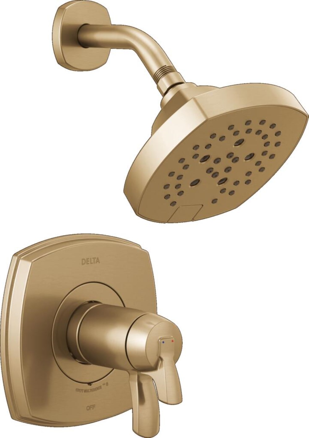 Grifo de ducha redondo de 7.0 pulgadas de una sola manija, Champagne Bronze lumicoat Delta Stryke T17T276-CZ-PR