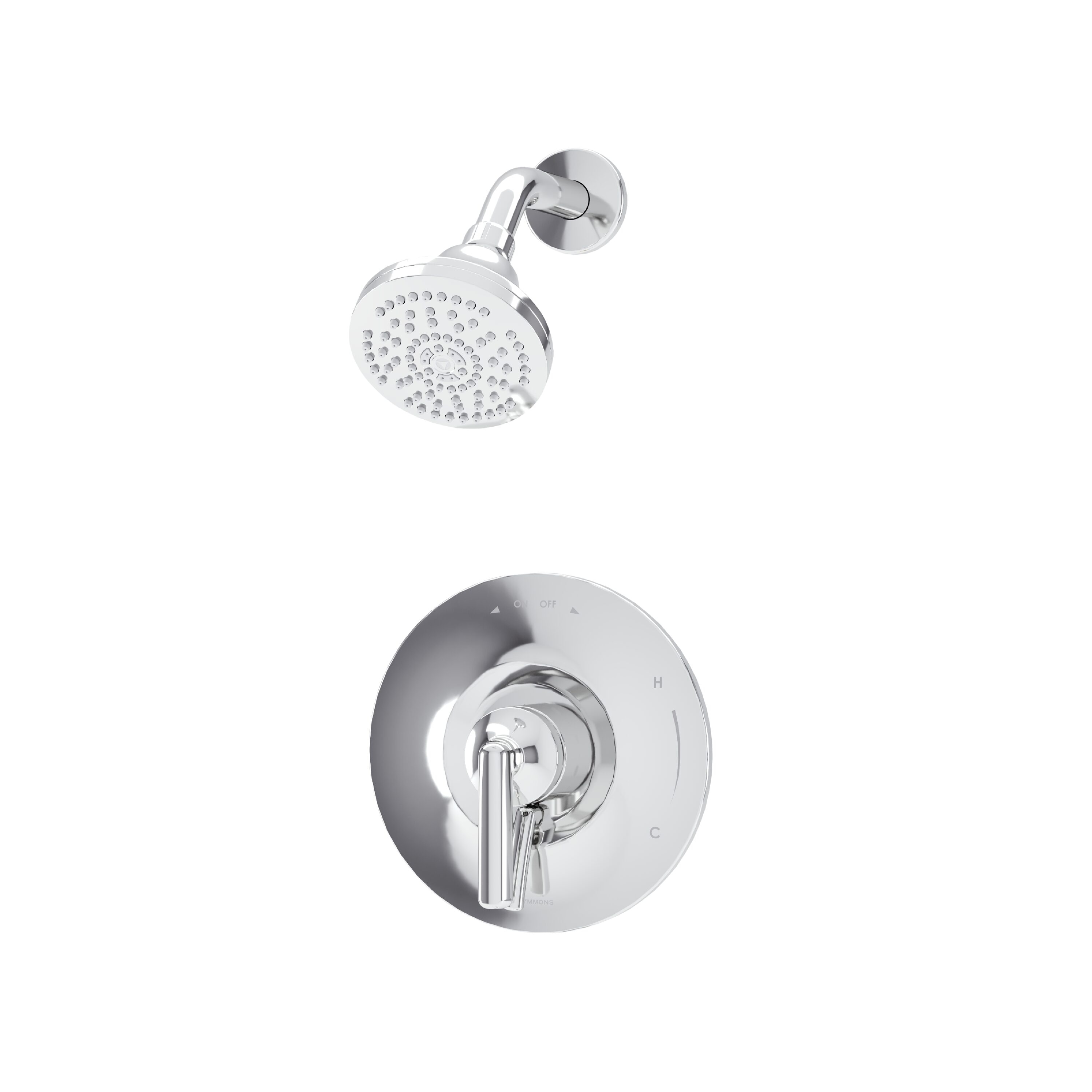 Llave de ducha redonda de 4 pulgadas con un solo control y función única en cromo pulido de abedul Symmons S599115TRM.
