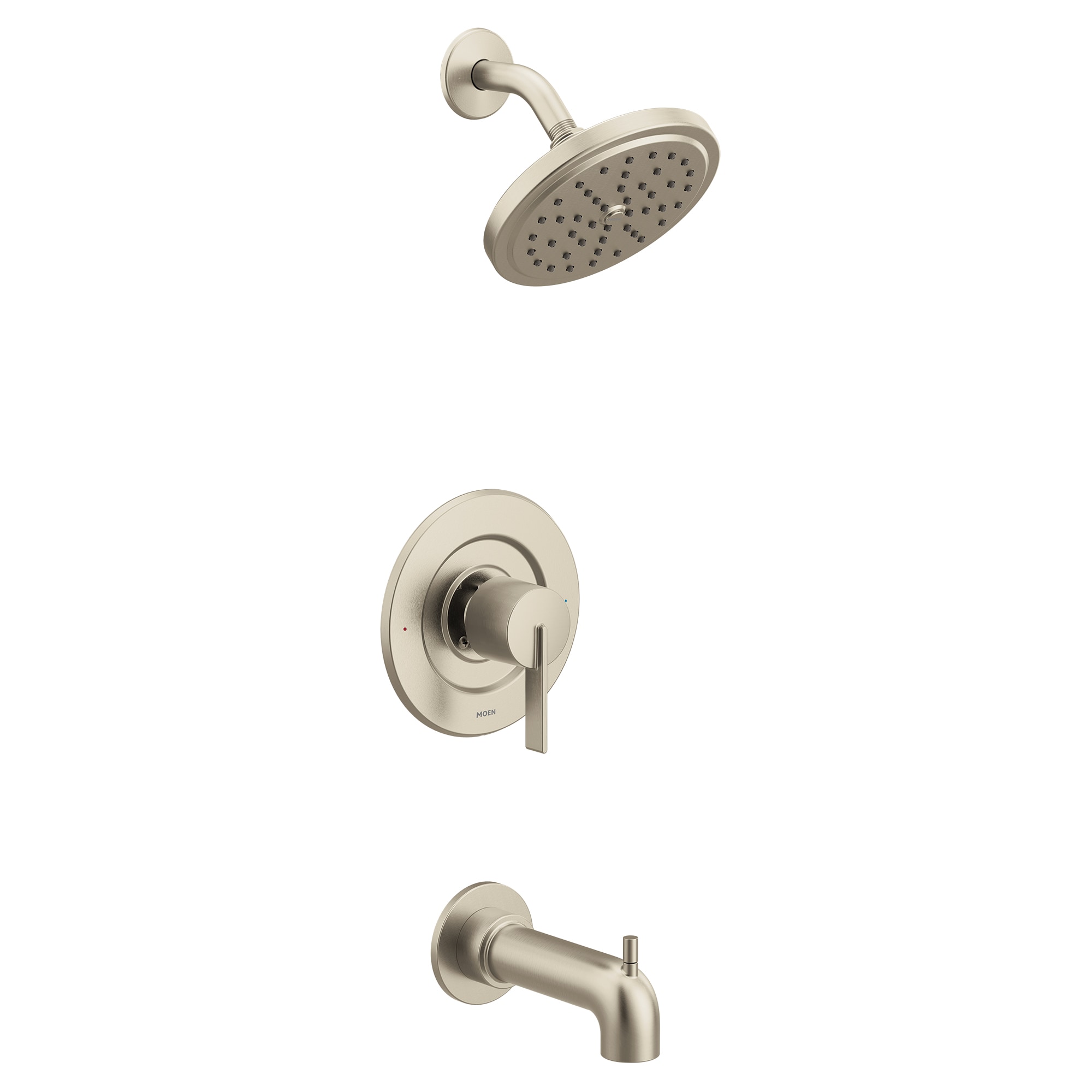 Grifo de ducha de una sola función de 6.75 pulgadas en níquel cepillado Moen Cía T2263EPBN