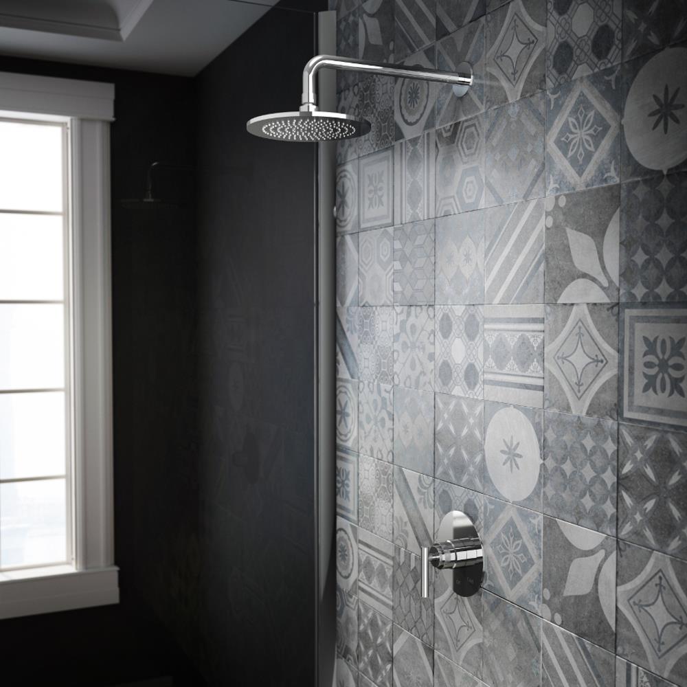 Grifo de ducha de una sola función con una manija cromada pulida "Salone" de Jacuzzi de 7.9375 pulgadas con válvula MX86827.