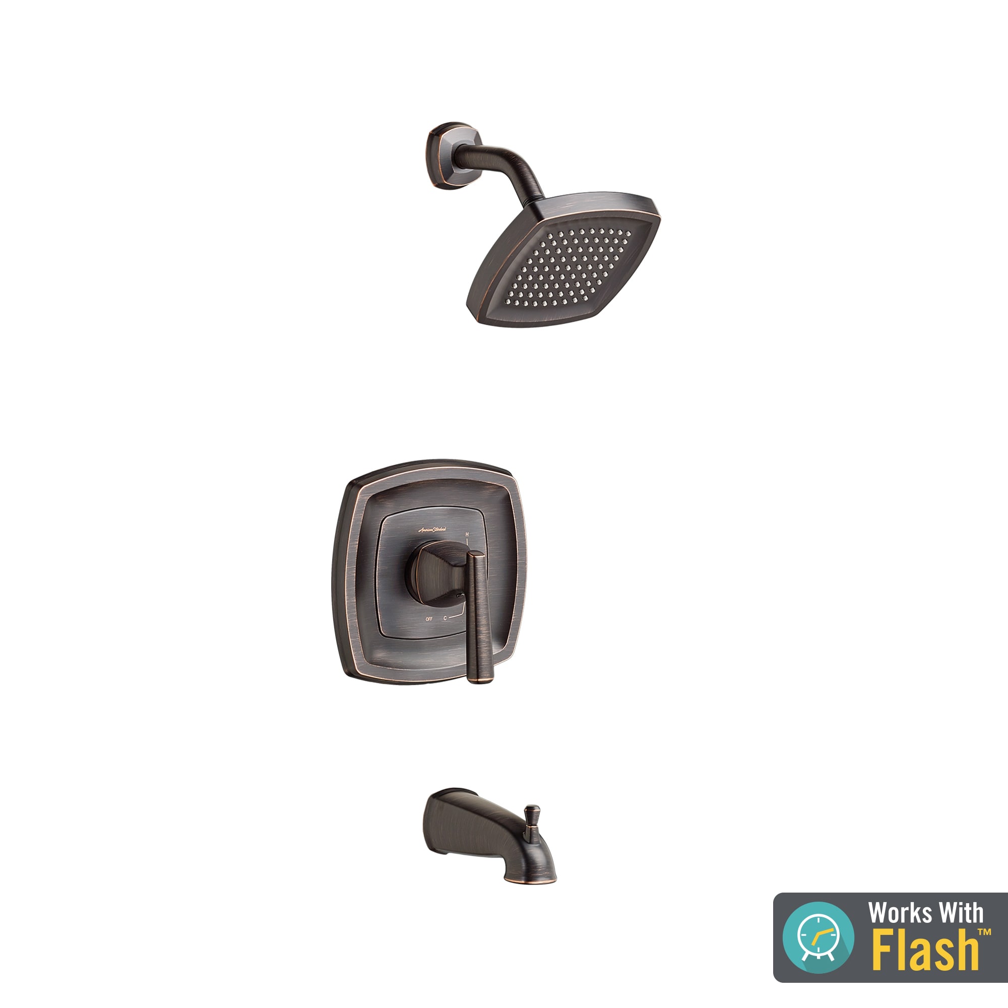 Mezcladora de regadera redonda de función única con un mango en bronce legado de American Standard Edgemere 5.75 pulgadas TU018502.278.