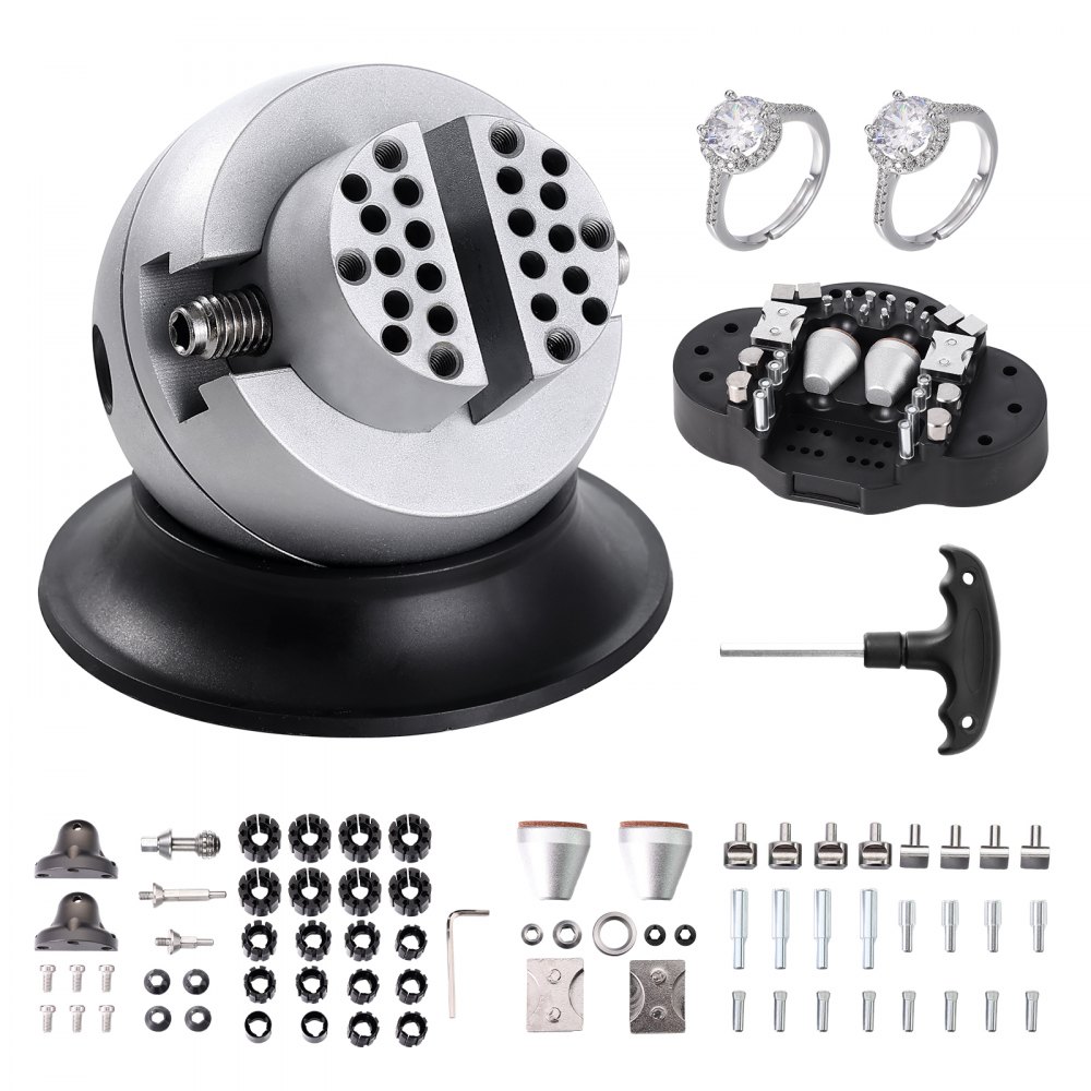 VEVOR Ball Vise, 3" Engraving Setting Tool, 360° Rotation Engraving Block Vise, 70 PCS Attachment Jewelry Engraving Block Tools Standard Block for Gemstone Inlay and Small-Scale Engraving - WNXZSZYHDGHJVF0K9V0