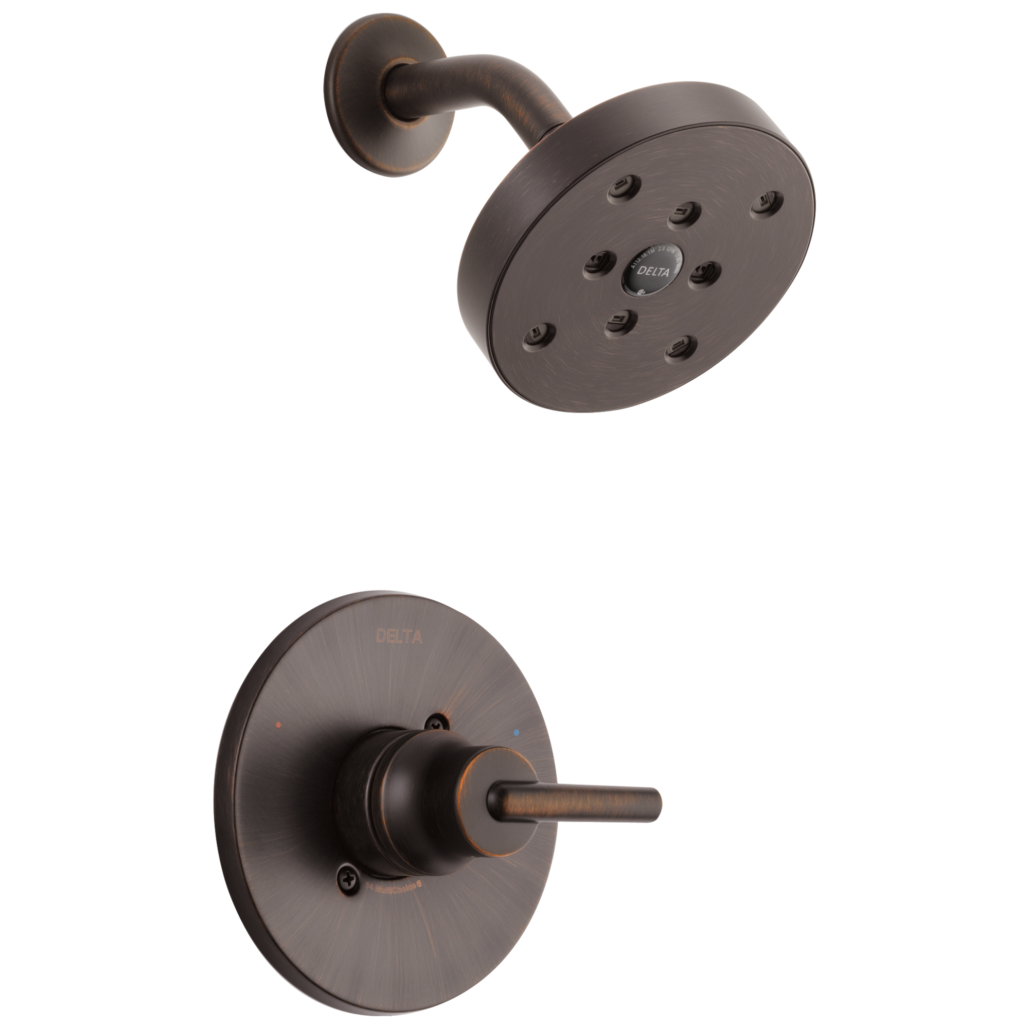 Grifo de ducha redondo de 5.4 pulgadas con una sola manija en bronce veneciano - Delta Trinsic