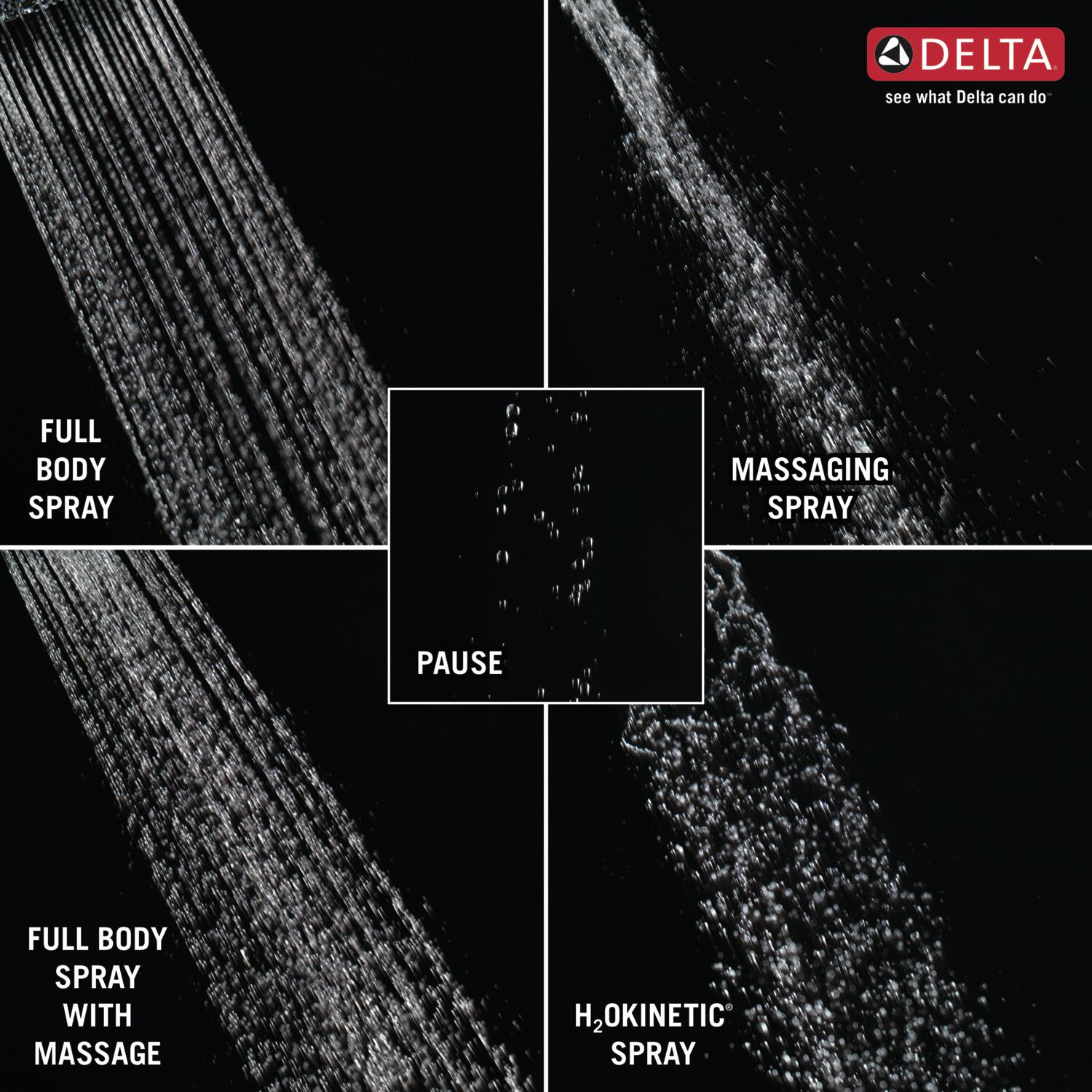 Regadera redonda de 7.0 pulgadas con válvula de grifo mate negro de una sola manija y funciones múltiples Delta Stryke T142766-BL