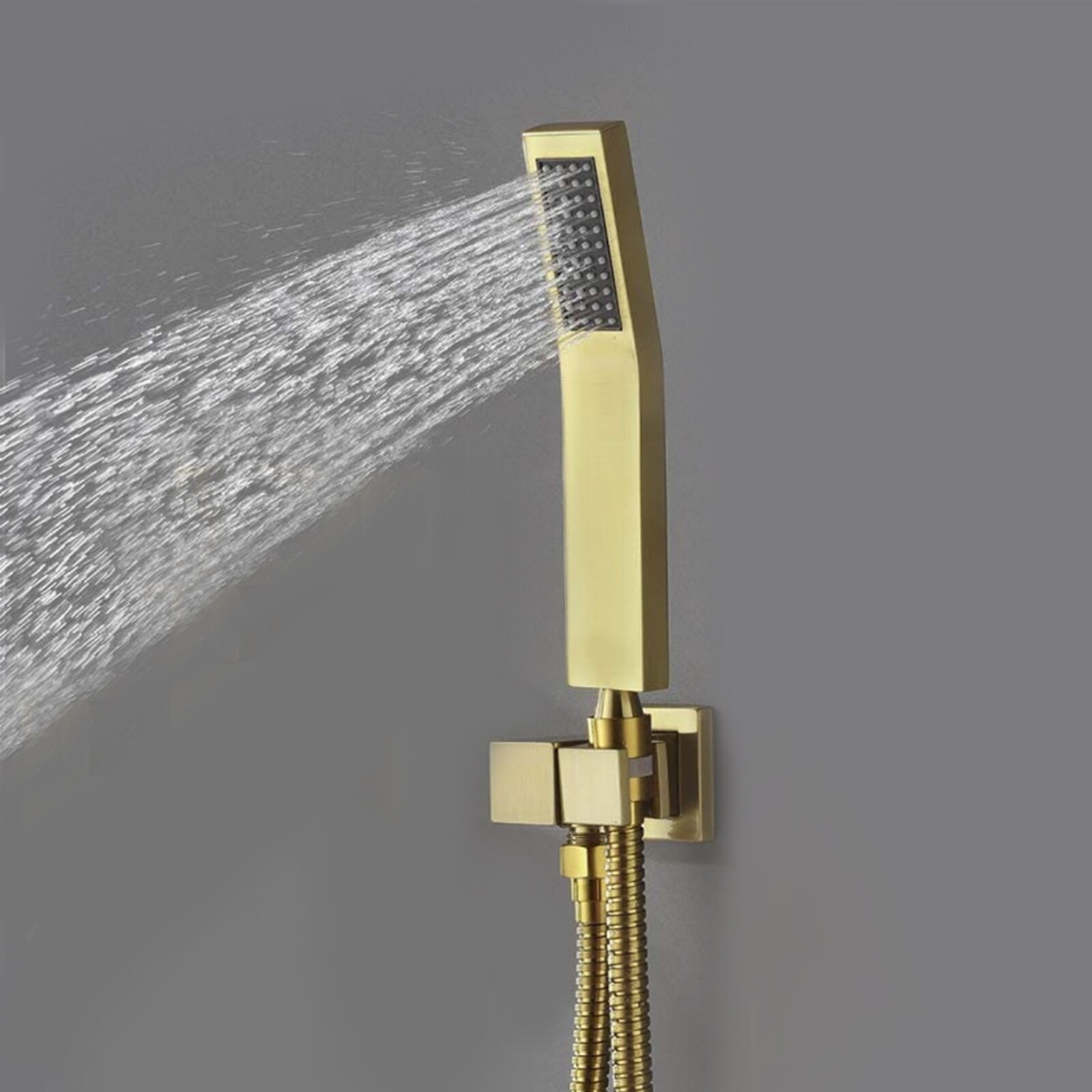 Sistema de regadera de lluvia WELLFOR DT Grifo de regadera en dorado cepillado con 1 mango y función única de 12 pulgadas, cabezal cuadrado con válvula DTG-806CS12BG