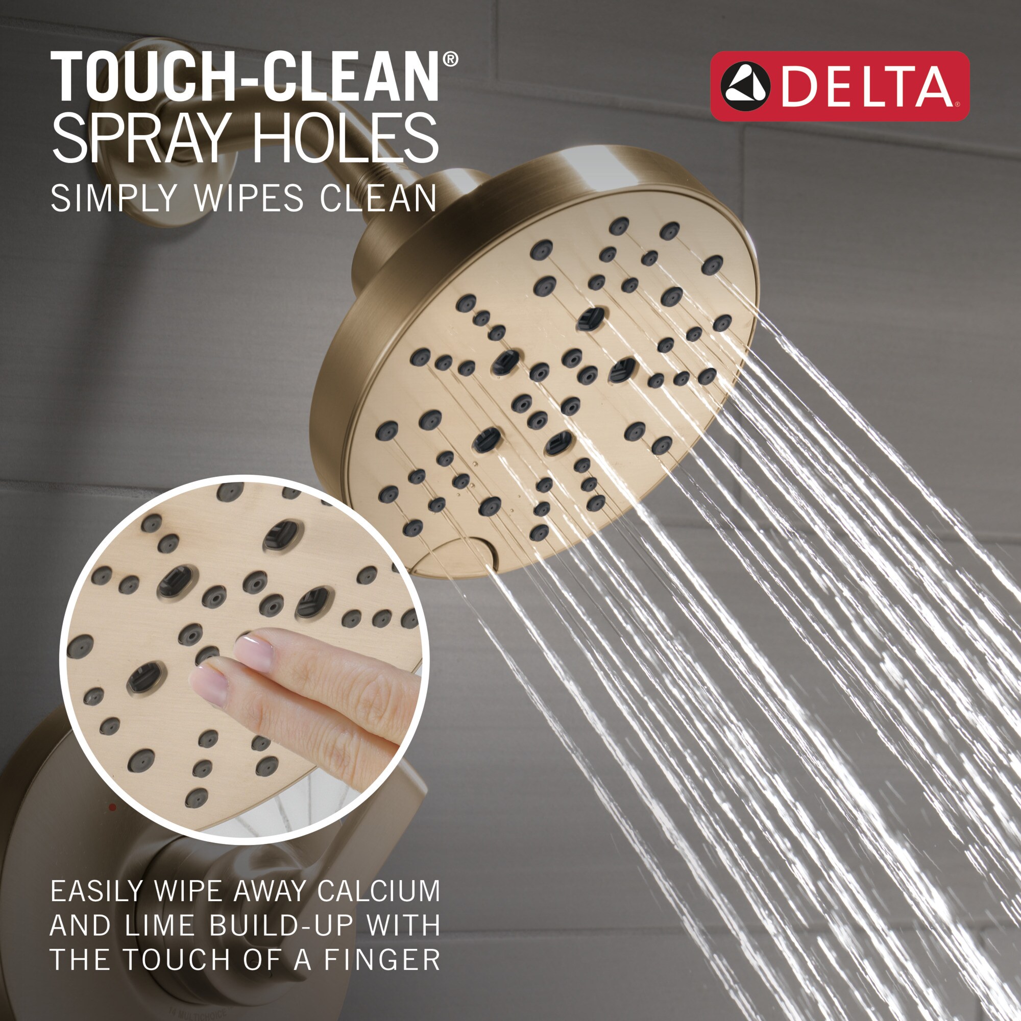 Regadera redonda de 6 pulgadas con baño de lumicoat en bronce champagne de un solo mango y multi-función Delta Tetra T14289-CZ-PR.