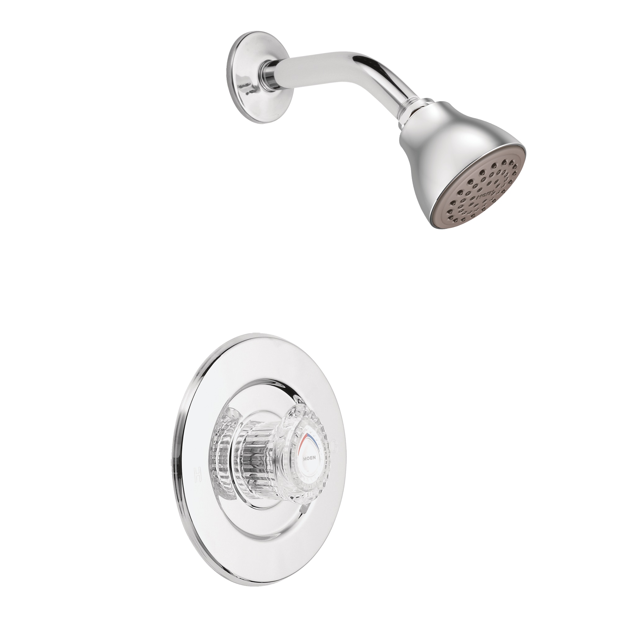 Grifo de ducha redondo de 2.5 pulgadas con una sola manija en cromo para regadera de la marca Moen Chateau