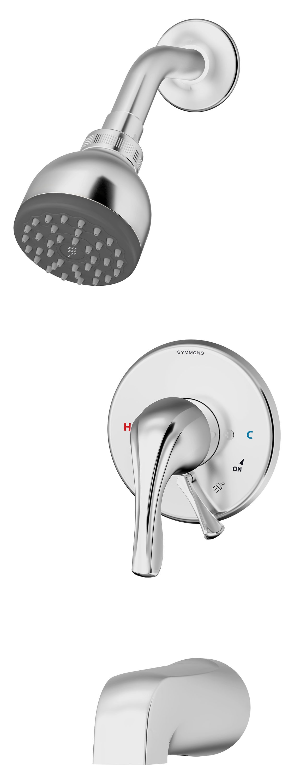 Grifo de ducha redondo de una sola función con 1 asa en cromo Symmons Origins de 2.76 pulgadas S-9602-PLR-1.5-TRM