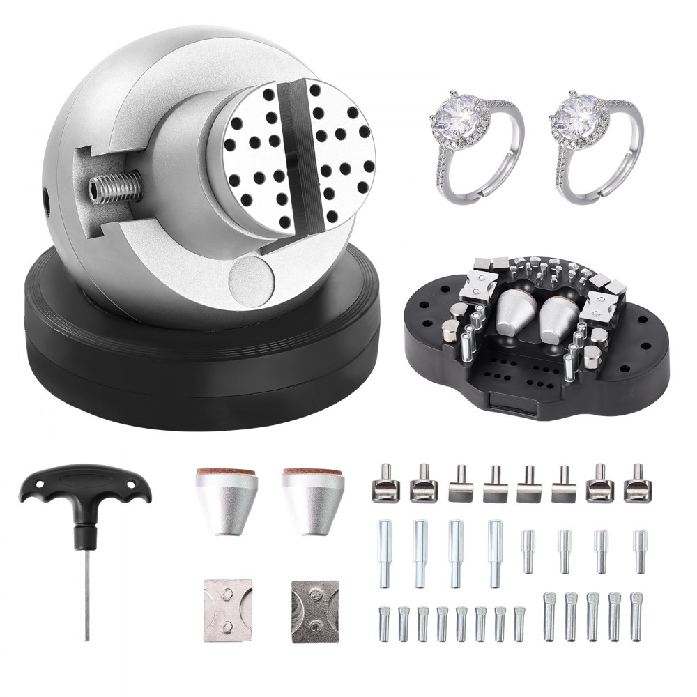 VEVOR Ball Vise, 5" Engraving Setting Tool, 360° Rotation Engraving Block Vise, 35 PCS Attachment Jewelry Engraving Block Tools Standard Block for Gemstone Inlay and Small-Scale Engraving - WNXZSZYHDGW337TS8V0