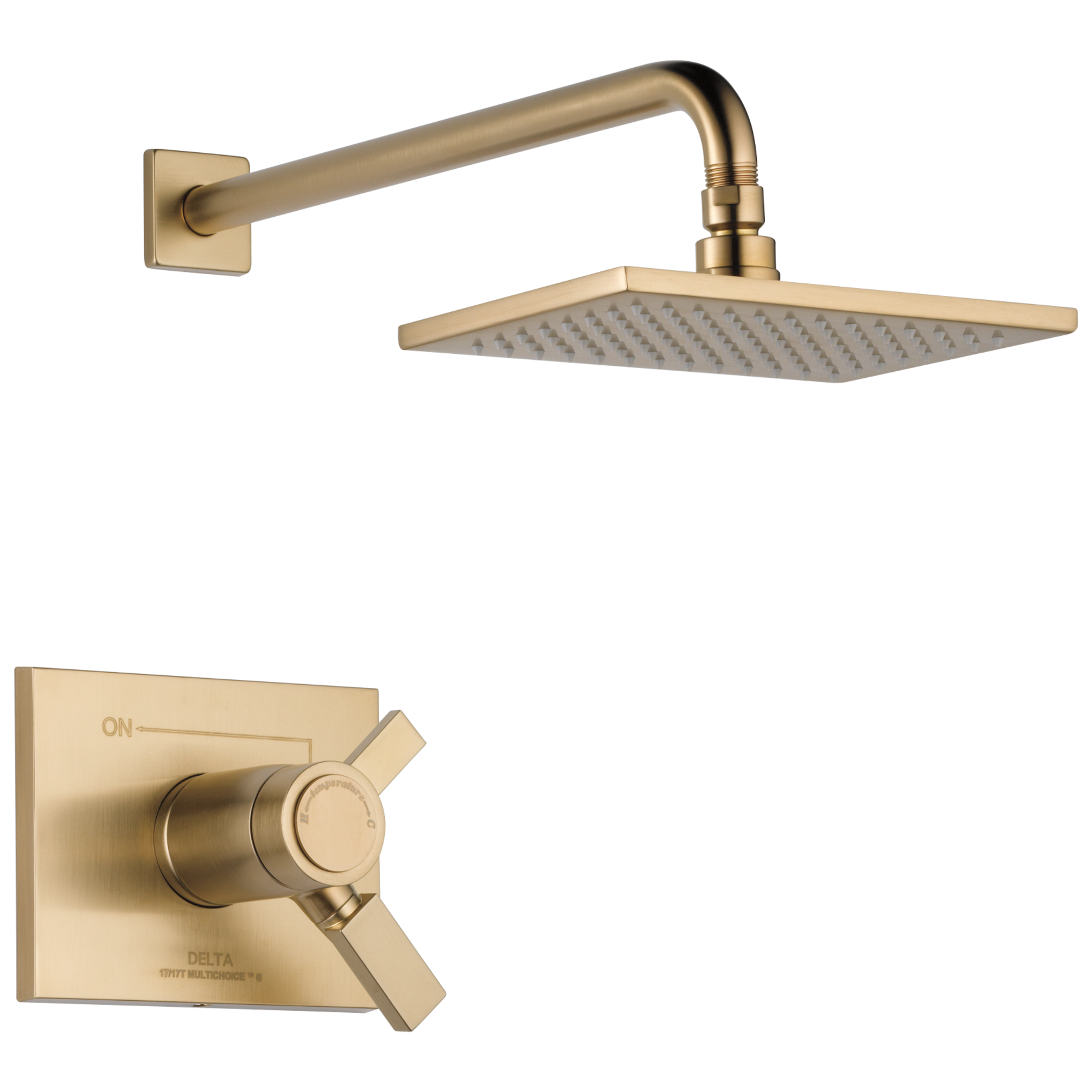 Grifo de Ducha de 2 Manijas Delta Vero TempAssure en Bronce Champagne de Función Única y 5.7 Pulgadas Cuadradas, Modelo T17T253-CZ-WE