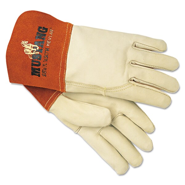 Guantes para soldadura MIG/TIG de la marca Mcr Safety, palma de piel, talla L, paquete de 12 - 127-4950L