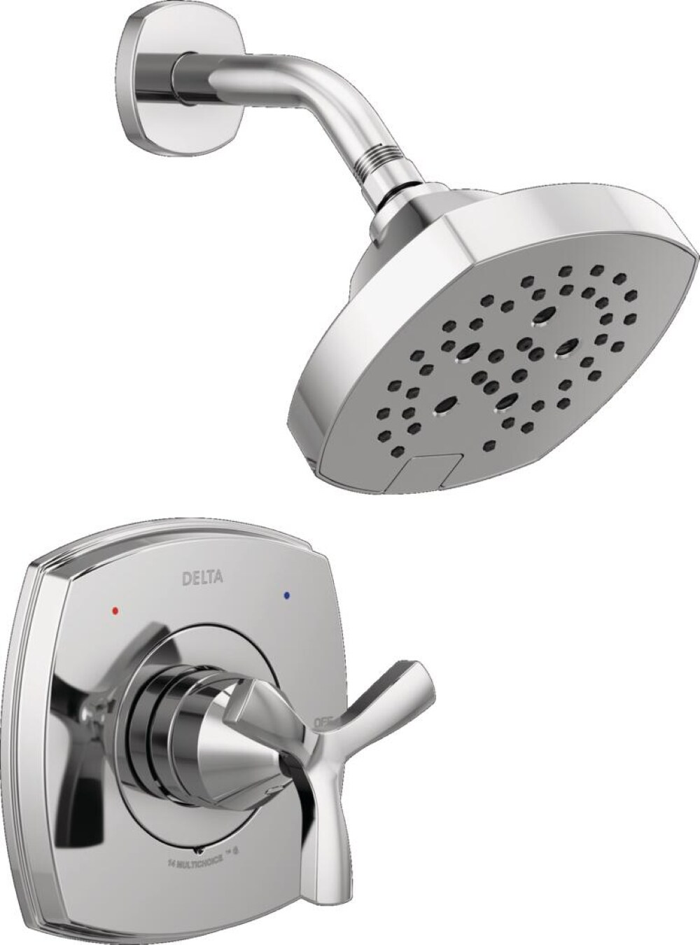 Regadera redonda de 7.0 pulgadas con acabado cromado Lumicoat de un solo mango y función múltiple Delta Stryke T142766-PR