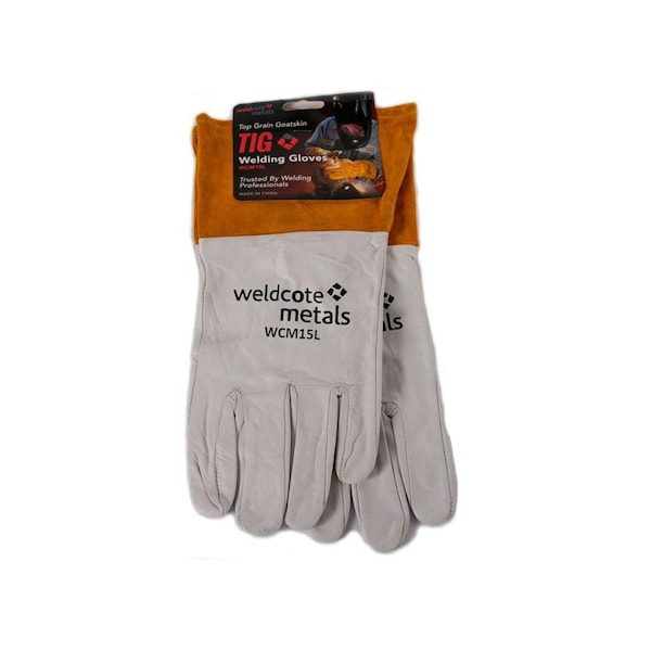 Guante de Tig de Weldcote, Alto Dext/Grano de Piel de Cabra/Piel Dividida con Hilo de Kevlar Talla Grande - WCM15L