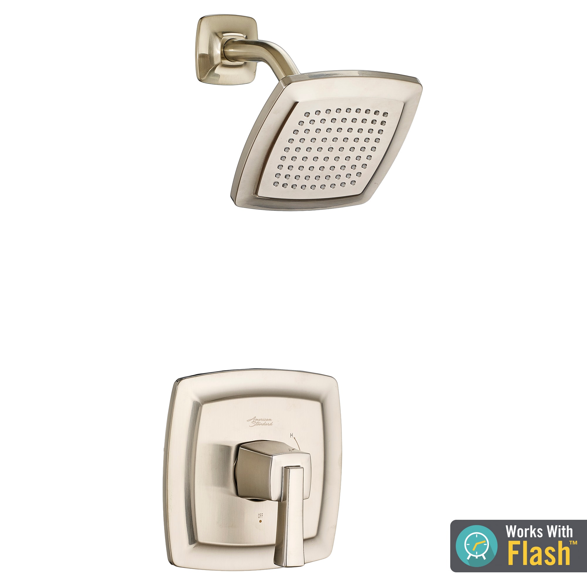 Producto: American Standard Townsend Grifería de ducha de una manija y función única de 6.125 pulgadas en níquel cepillado TU353501.295