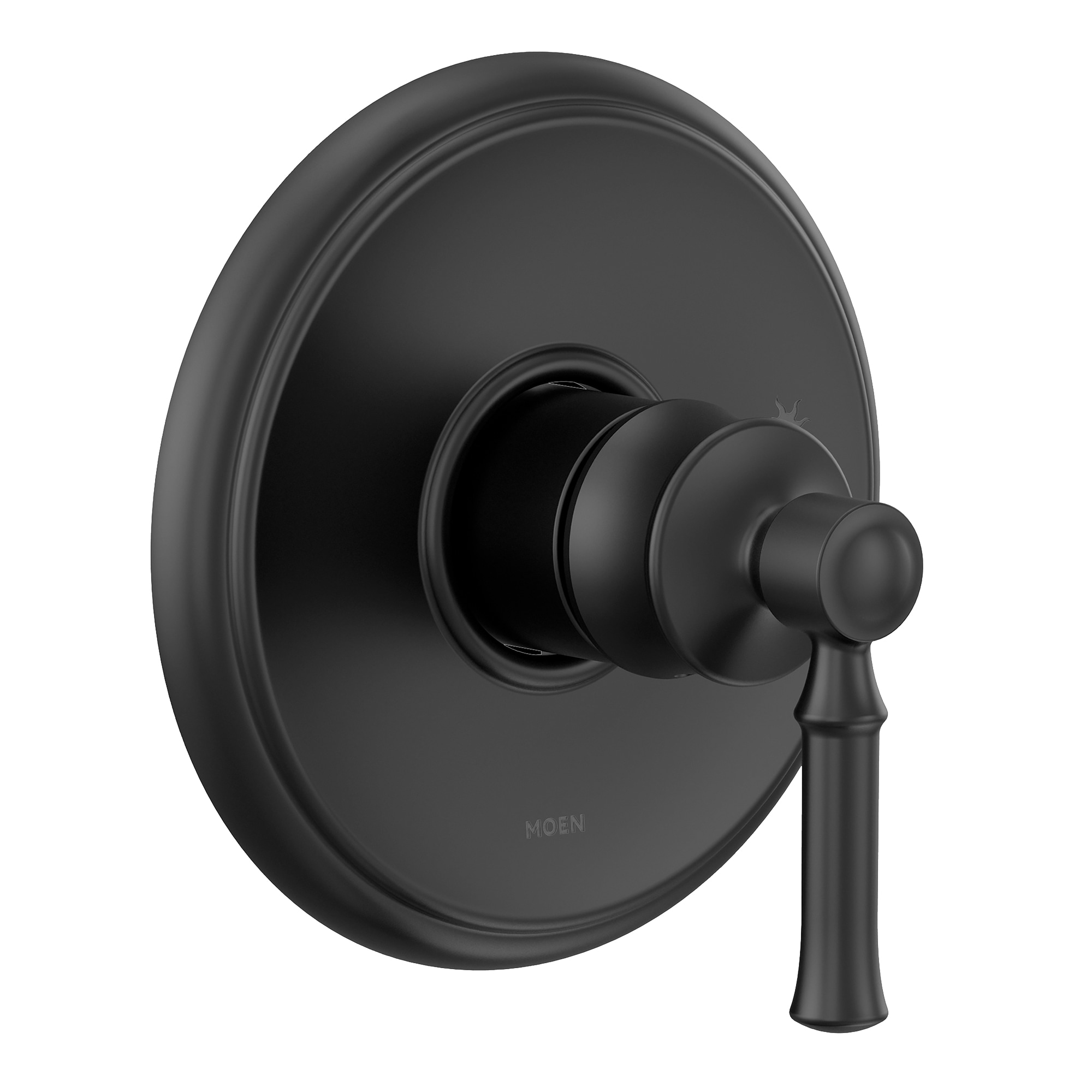 Llave de regadera de una manija en negro mate Moen Dartmoor. Se vende por separado.