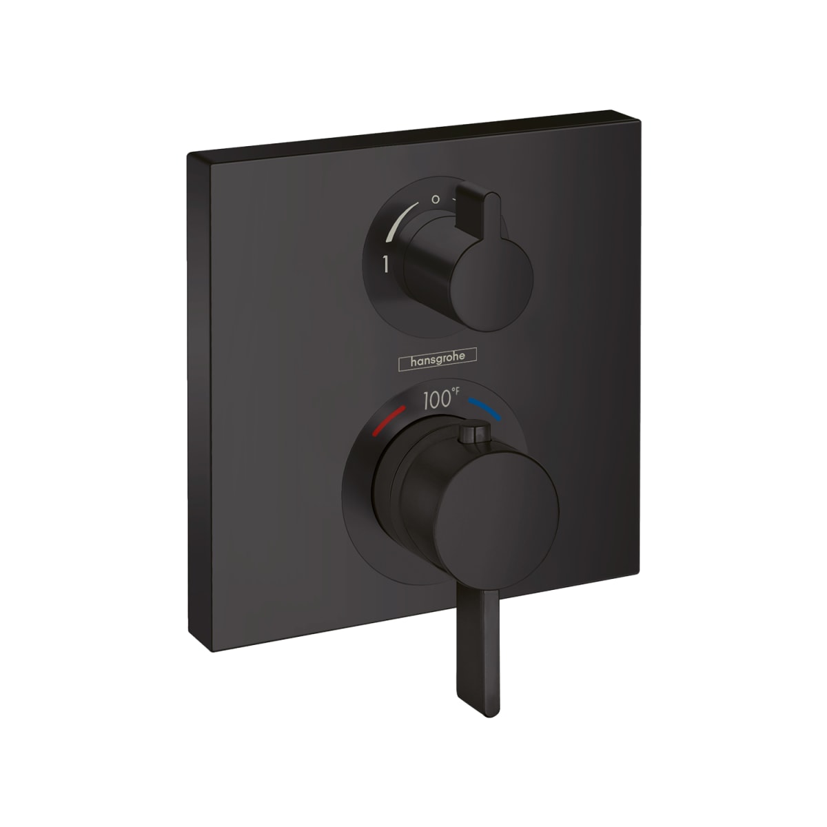 Regadera Sencilla Hansgrohe Ecostat Square Negro Mate de 2 Manijas - Se vende por separado
